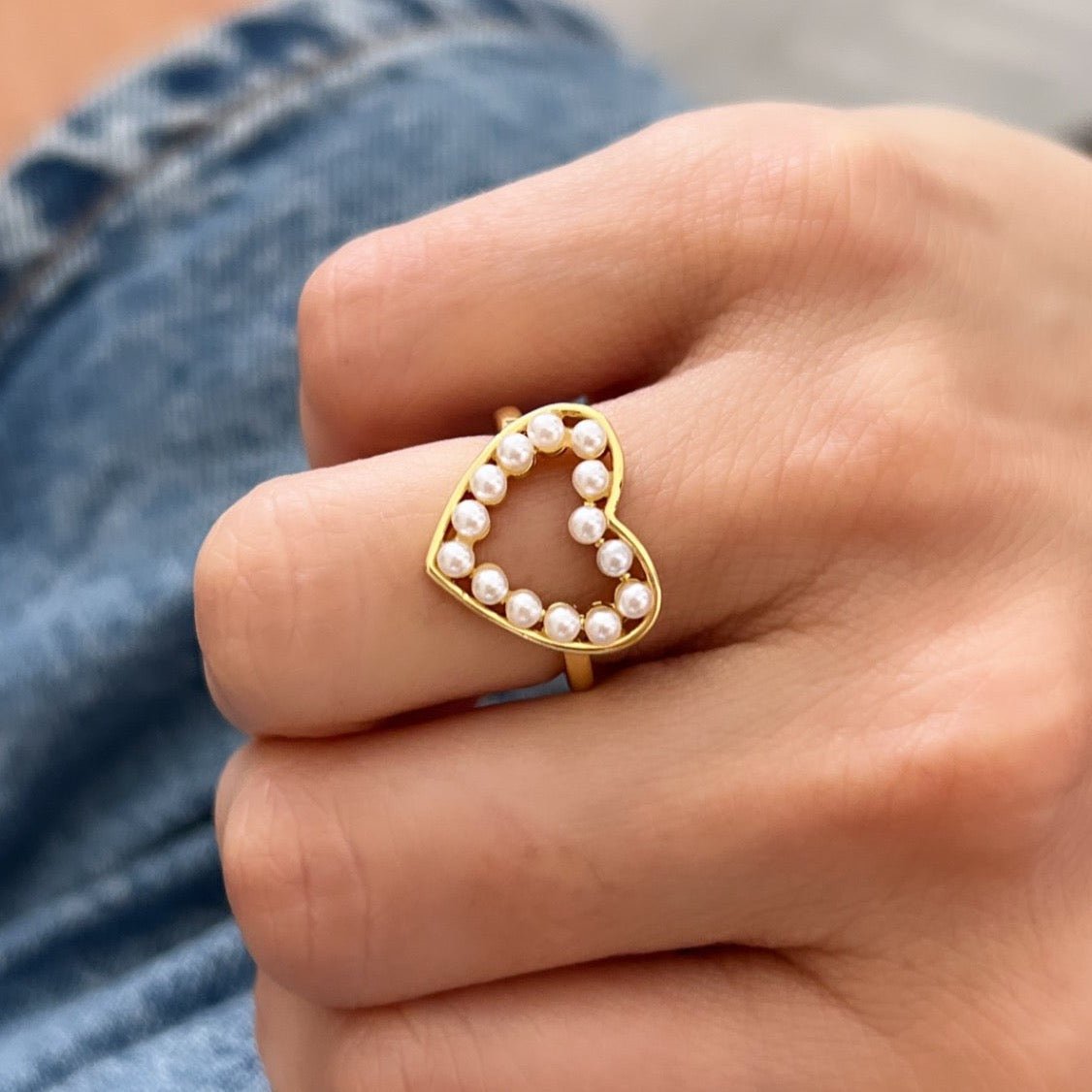 Heart Pearls Ring - LimaLimón Store