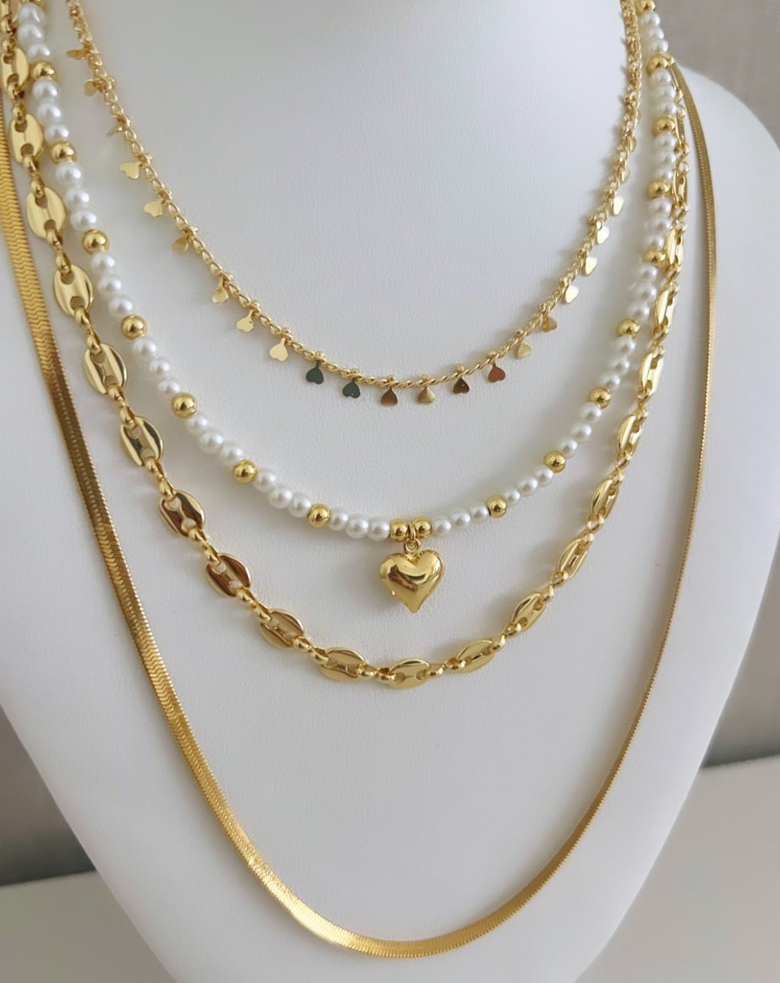 Heart Pearls Style Layering (Set 4) - Necklace | LimaLimón Store - 2