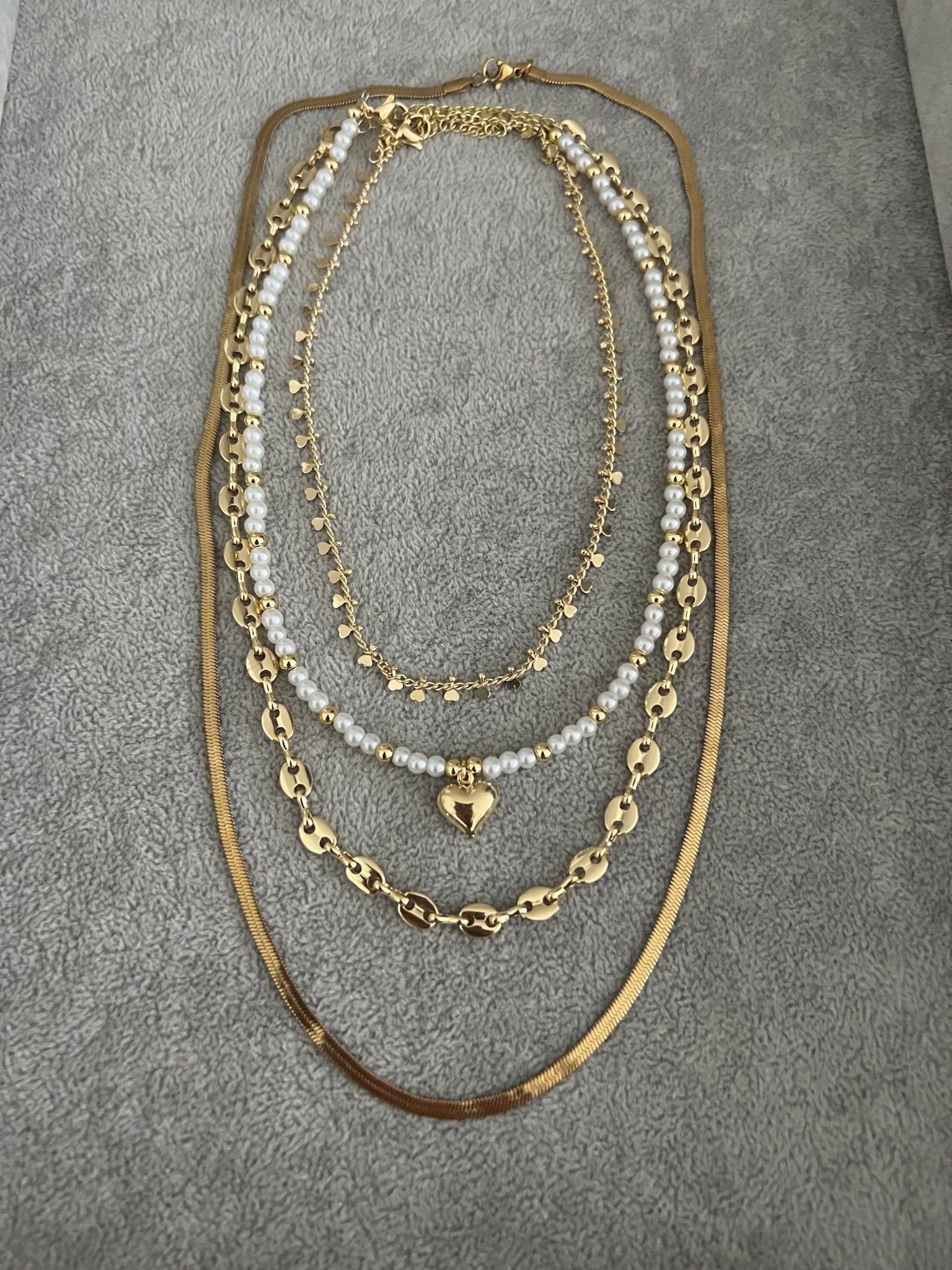 Heart Pearls Style Layering (Set 4) - Necklace | LimaLimón Store - 5