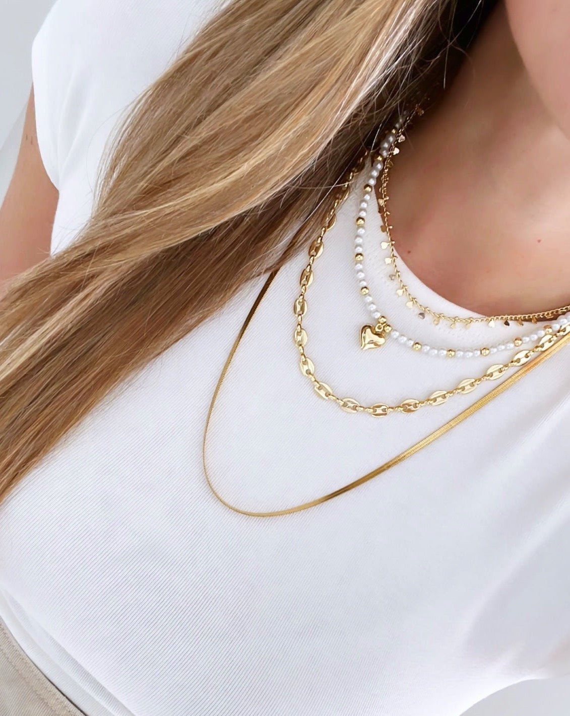 Heart Pearls Style Layering (Set 4) - Necklace | LimaLimón Store - 1