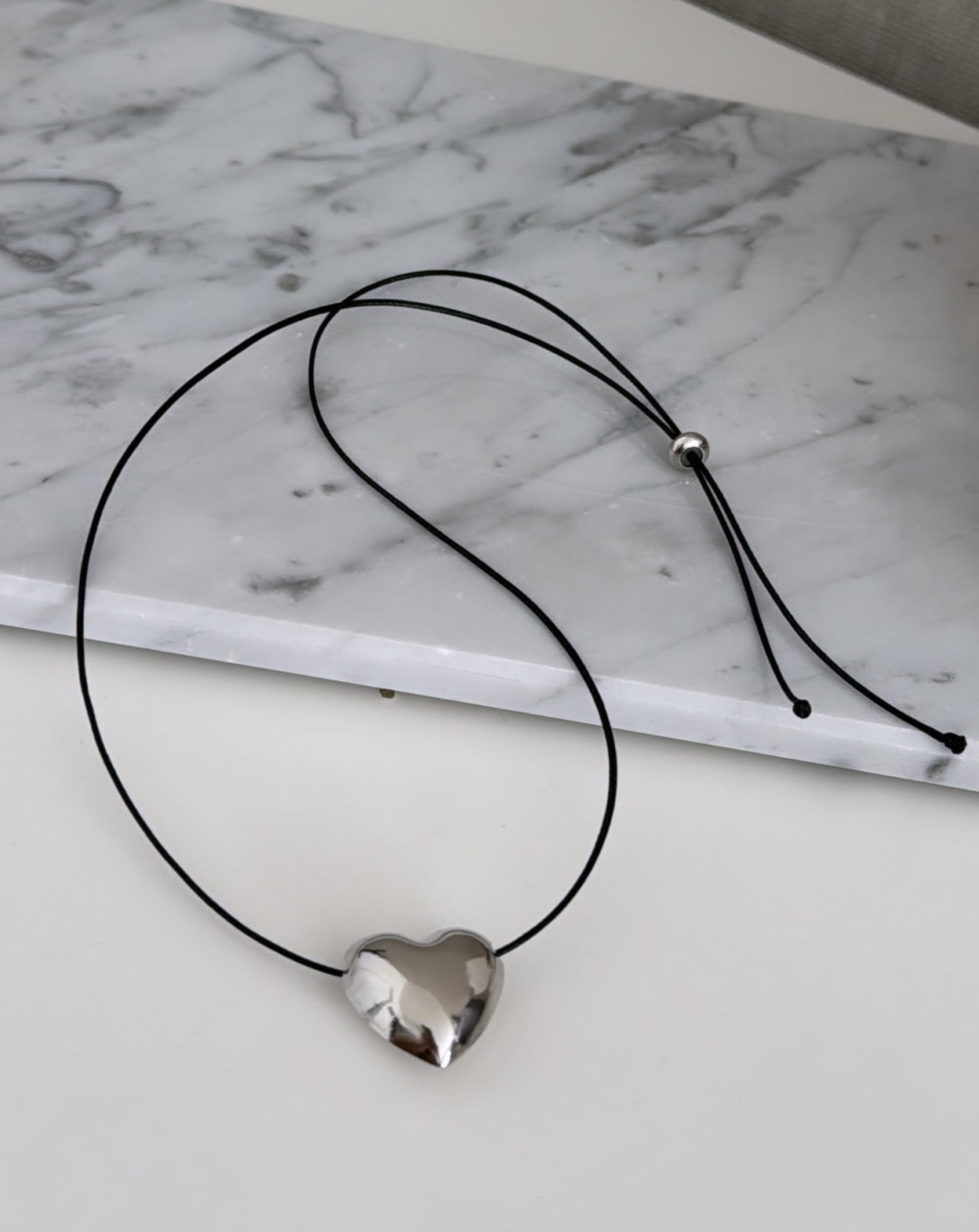 Heart Silver Cord Necklace - LimaLimón Store