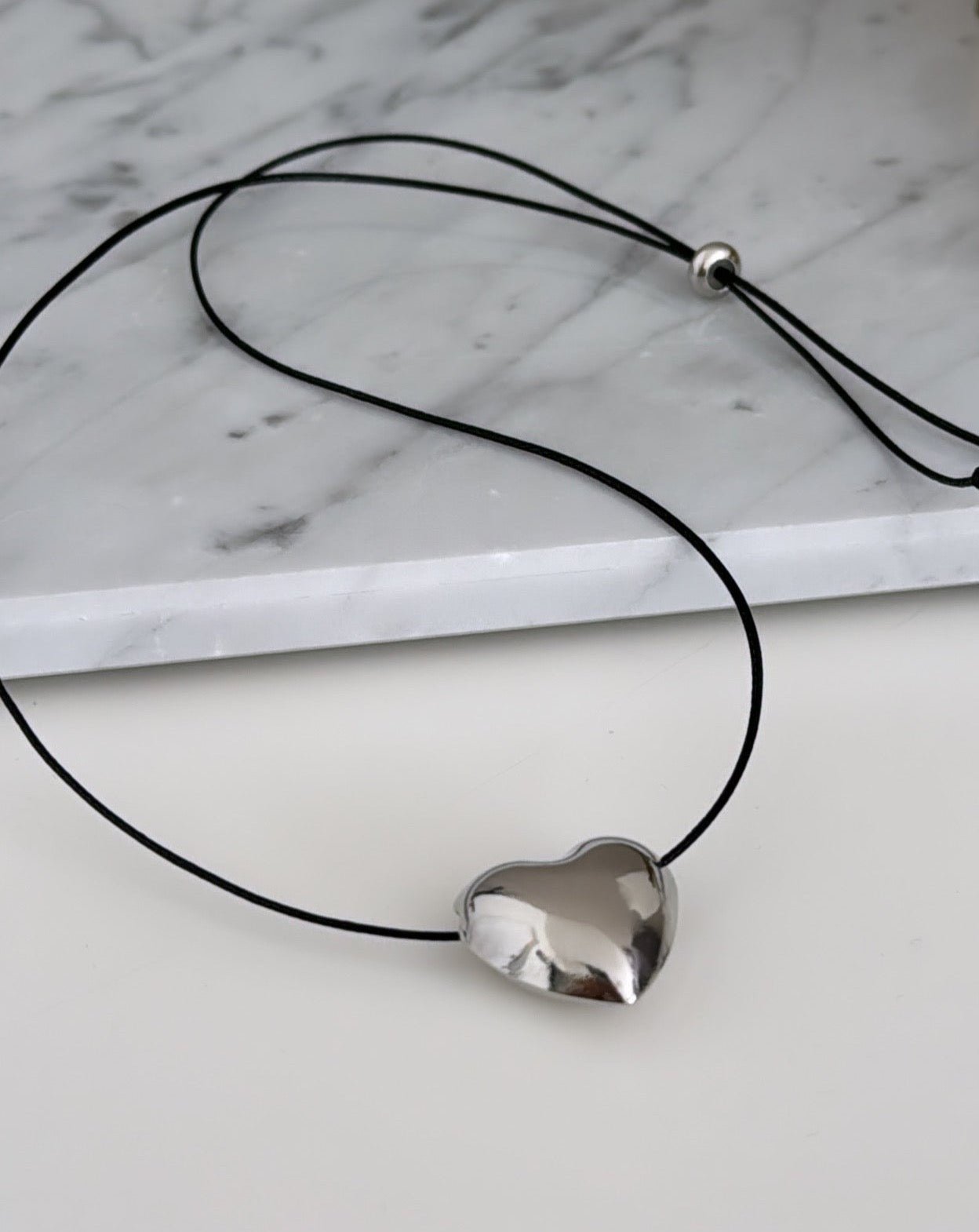 Heart Silver Cord Necklace - LimaLimón Store