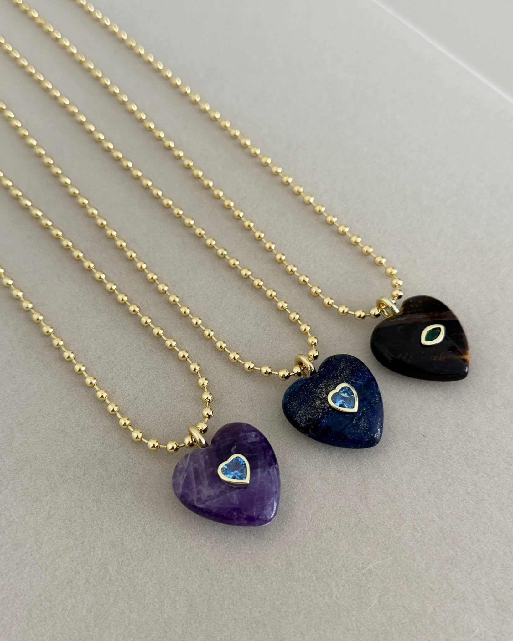 Heart Stone Charm Necklace - Necklaces | LimaLimón Store - 1