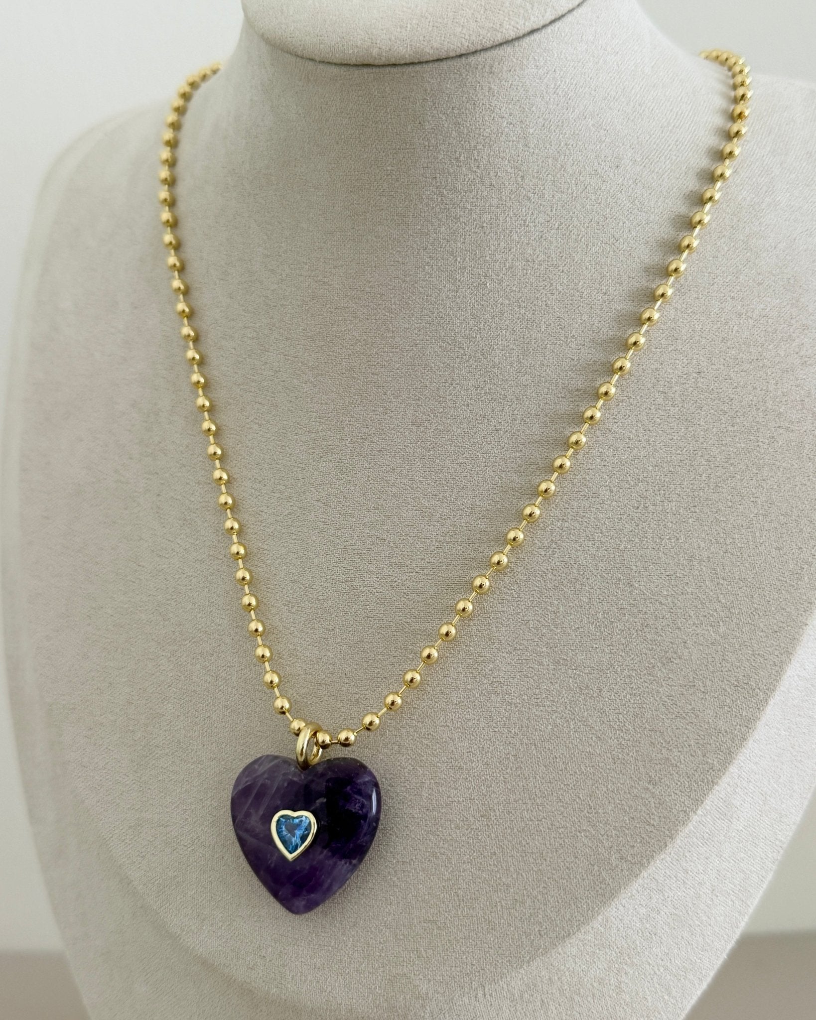 Heart Stone Charm Necklace - Necklaces | LimaLimón Store - 2