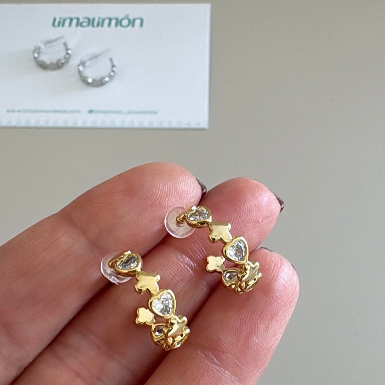 Hearts Zirconia Hoops - Earring | LimaLimón Store - 4