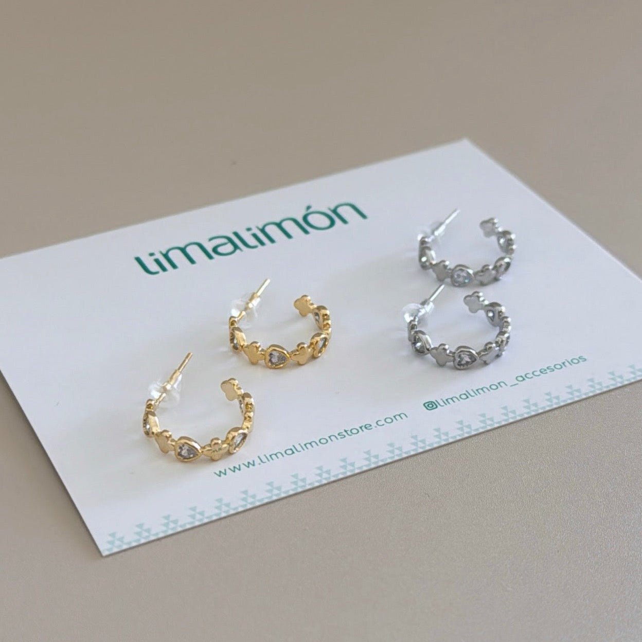 Hearts Zirconia Hoops - Earring | LimaLimón Store - 1