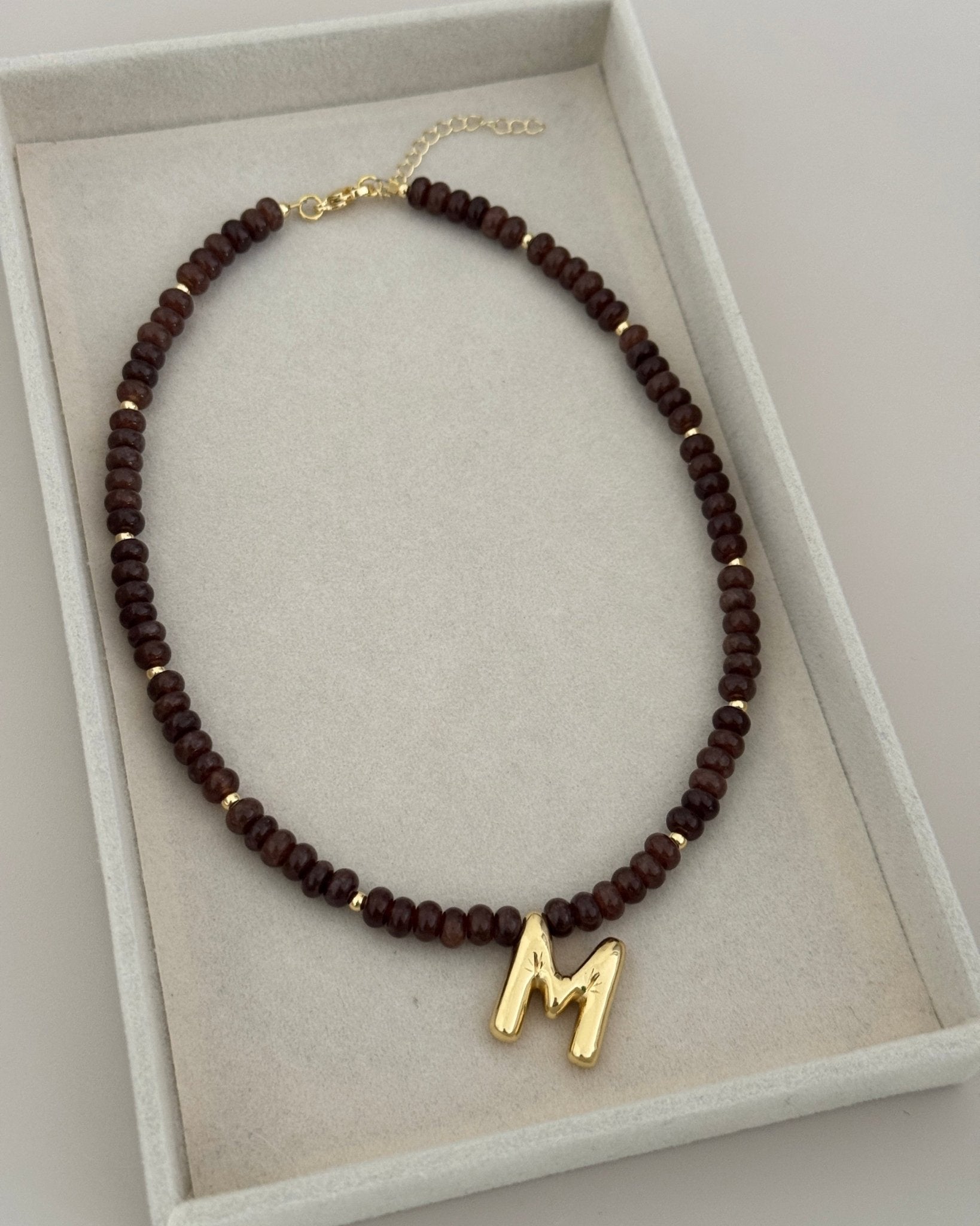 Initial Wood Bead Choker - Necklaces | LimaLimón Store - 4