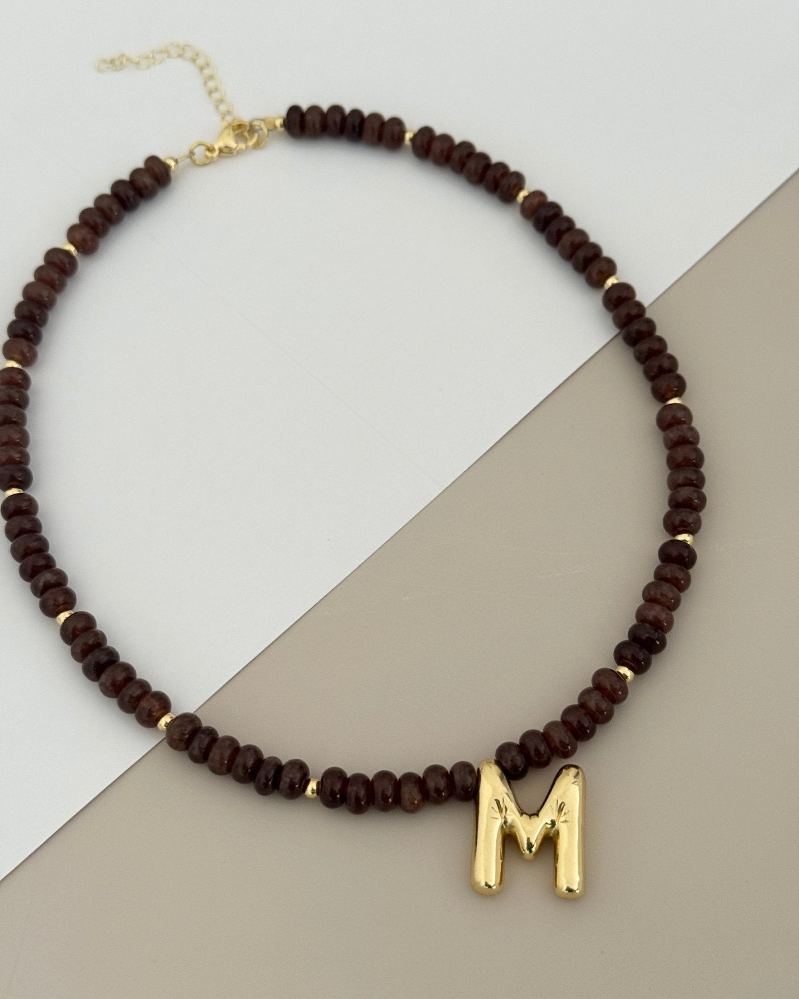 Initial Wood Bead Choker - Necklaces | LimaLimón Store - 5