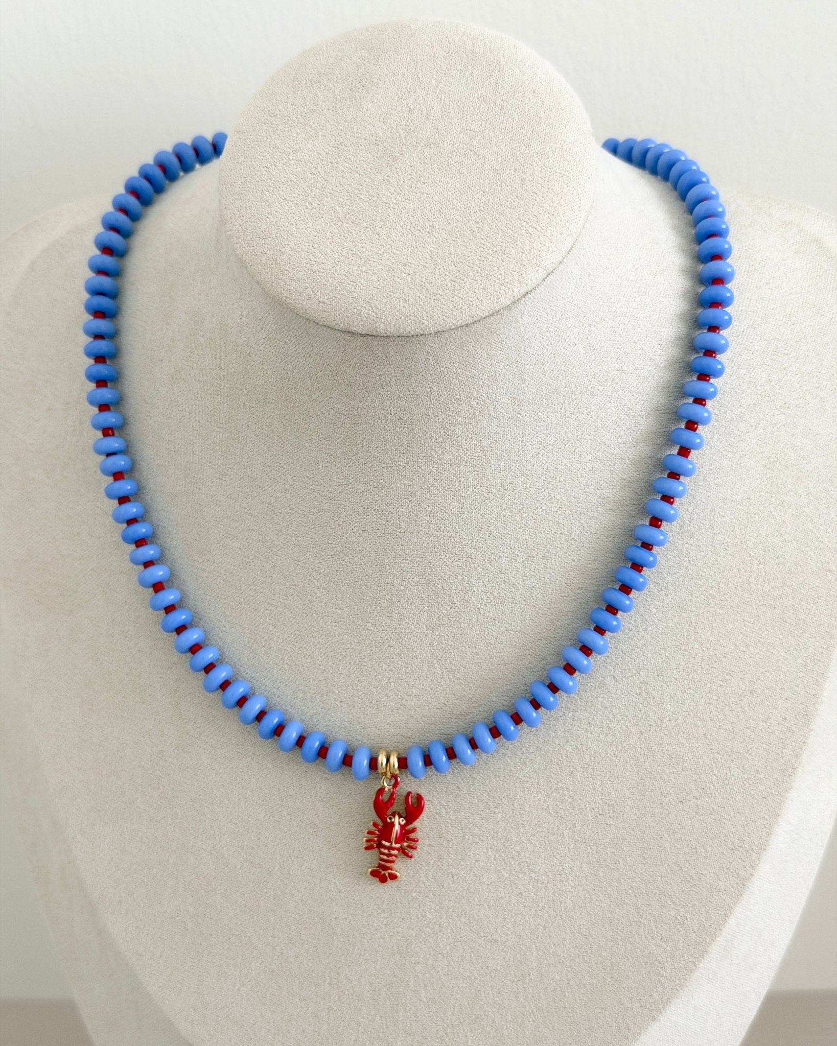 Lobster Charm Beaded Necklace - Necklaces | LimaLimón Store - 3