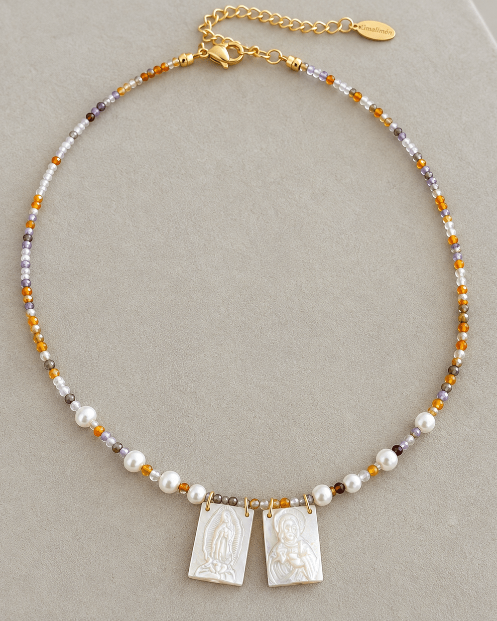 Luna Pearl Scapular Necklace - Necklaces | LimaLimón Store - 1