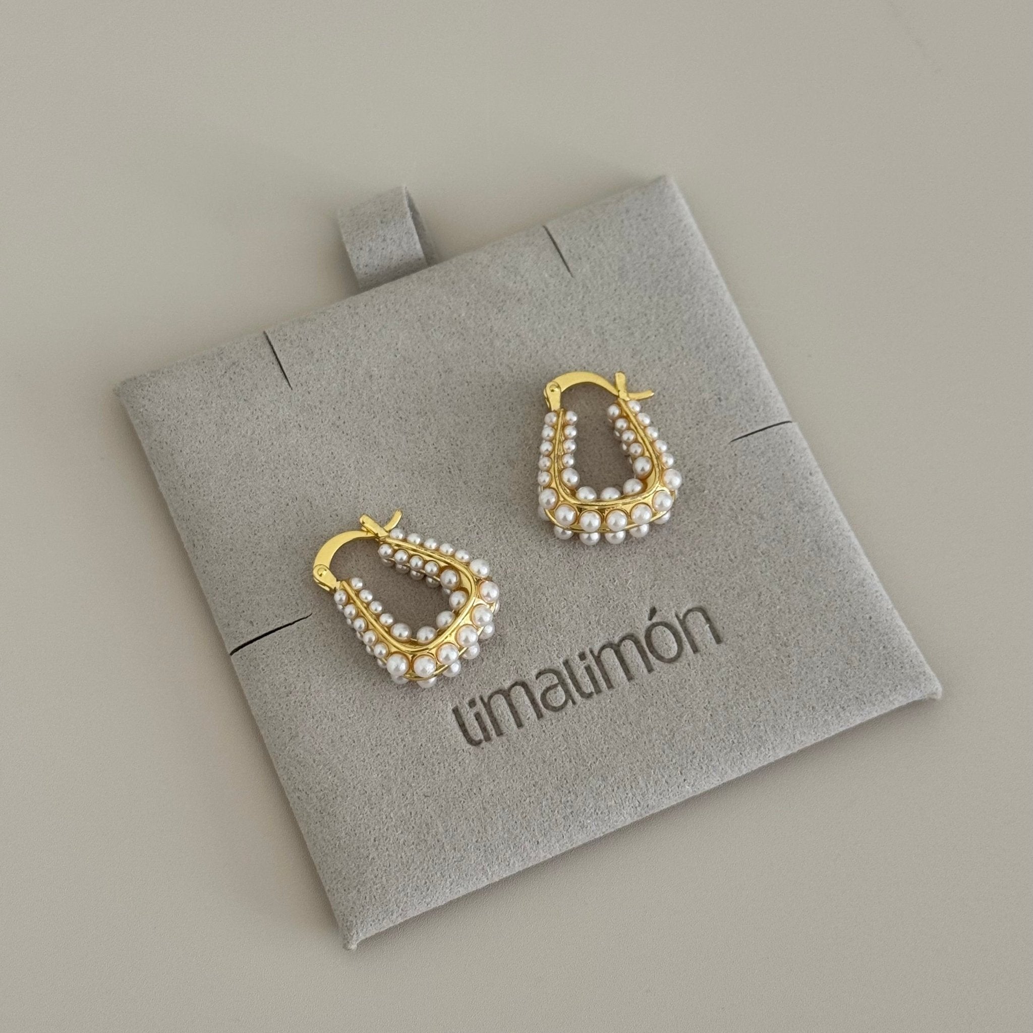 Lyria Drop Pearl Hoops - Earring | LimaLimón Store - 3