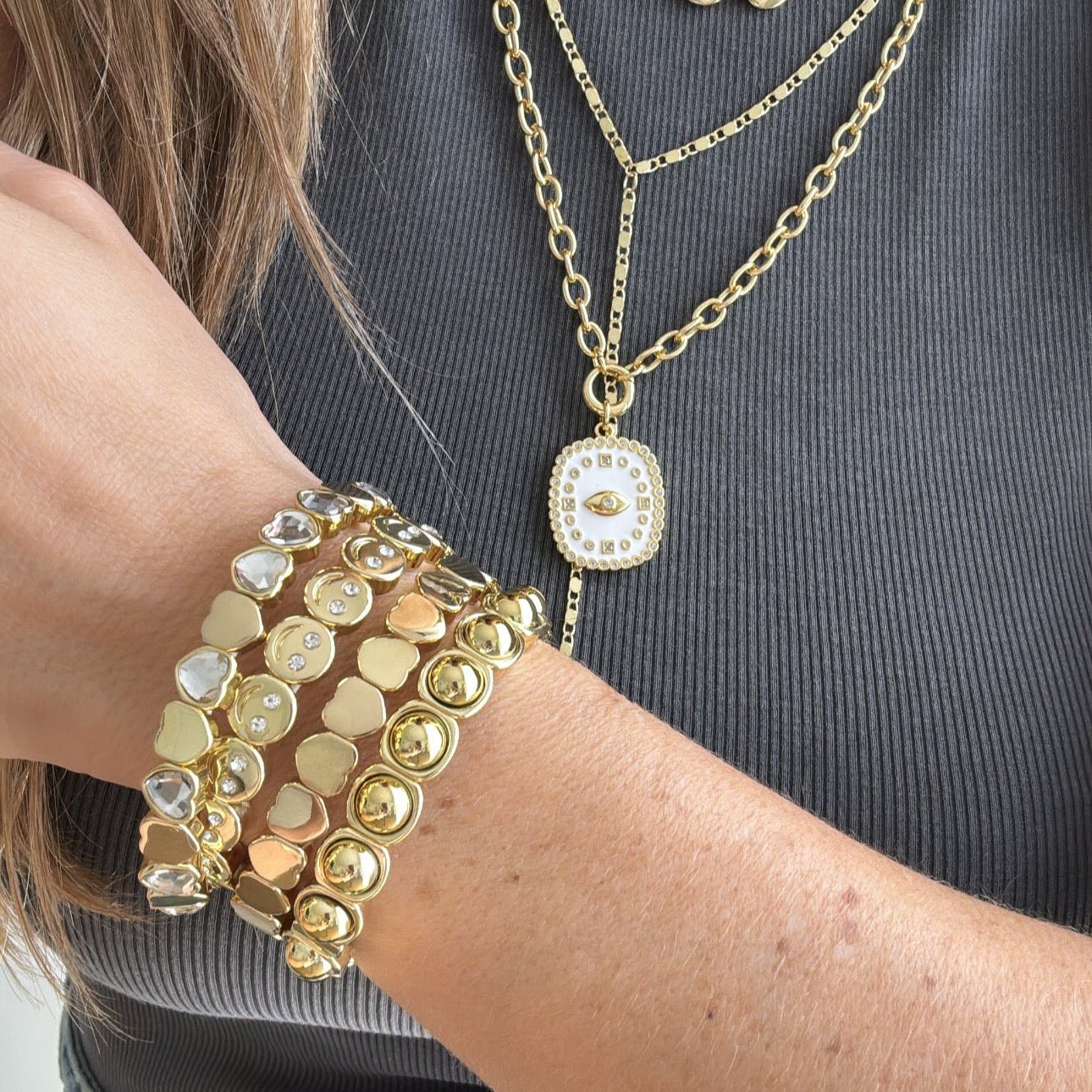Metallic Capsule Stretch Bracelets ( Gold & Two Tone) - Bracelet | LimaLimón Store - 5