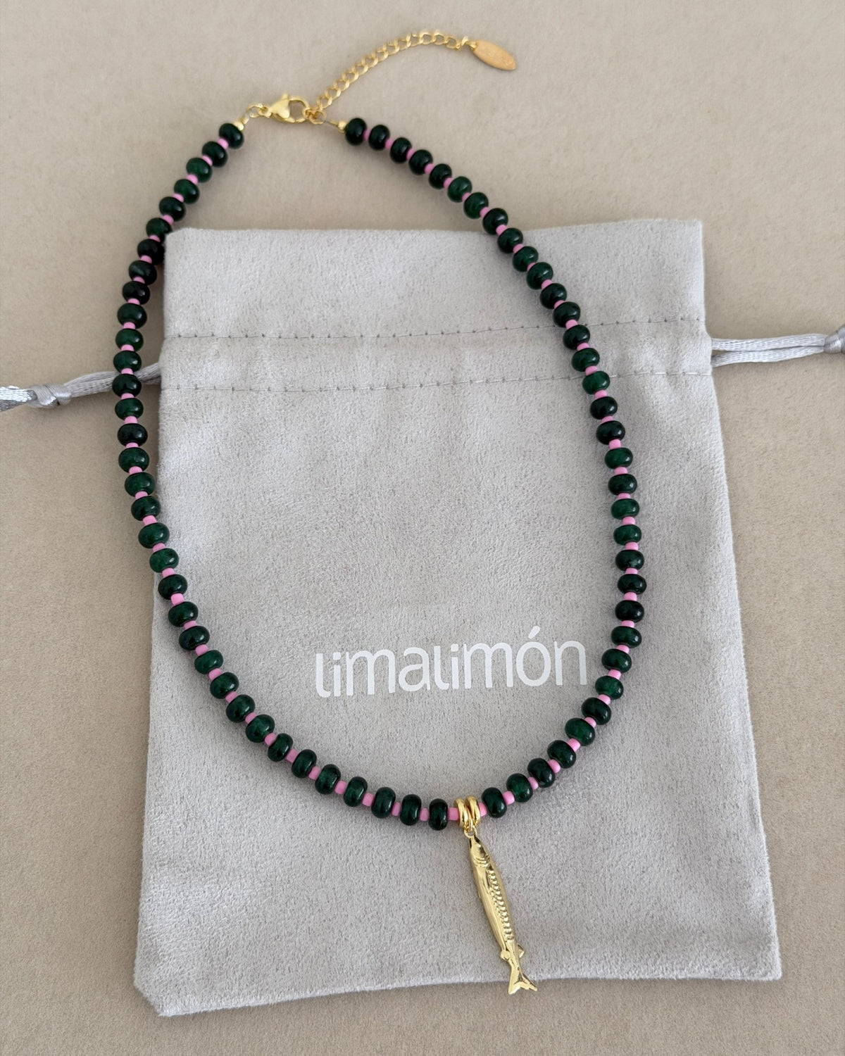 Midnight Fish Charm Beaded Necklace - Necklaces | LimaLimón Store - 6