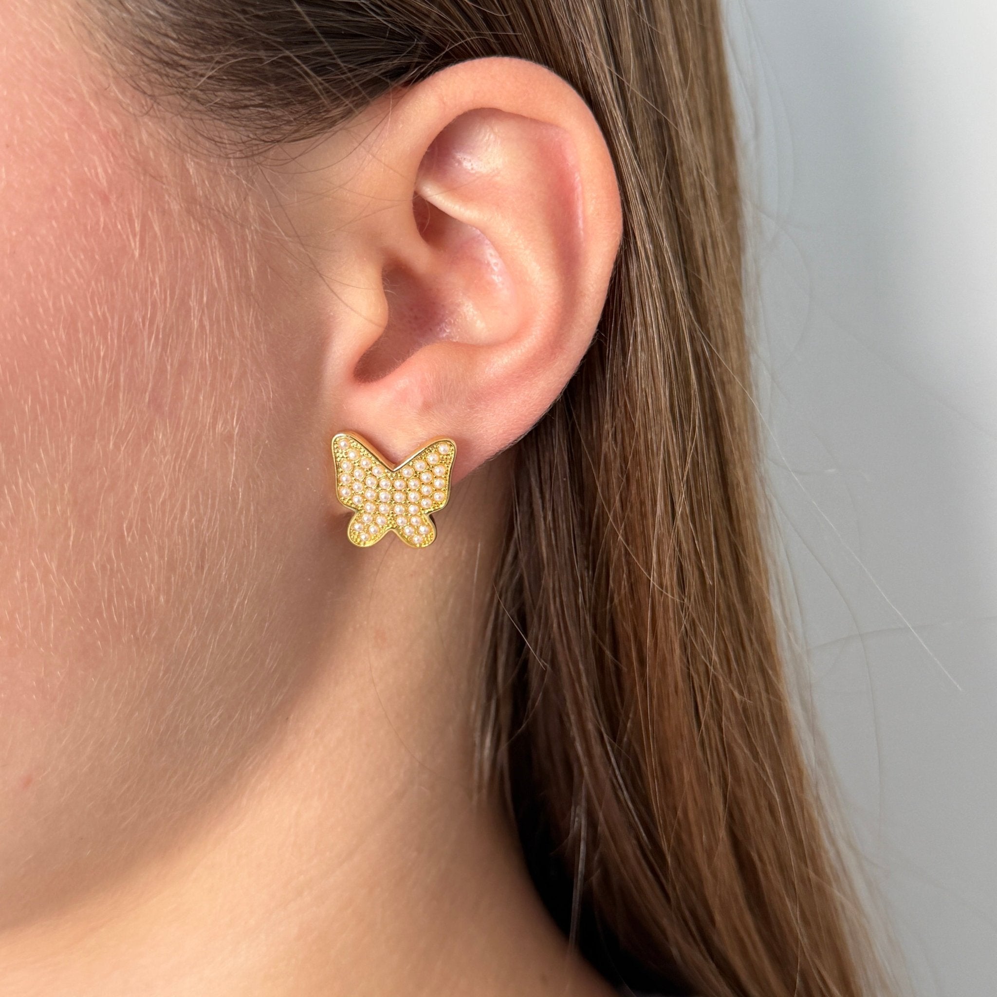 Mini Pavé Butterfly Stud Earrings - Earring | LimaLimón Store - 2