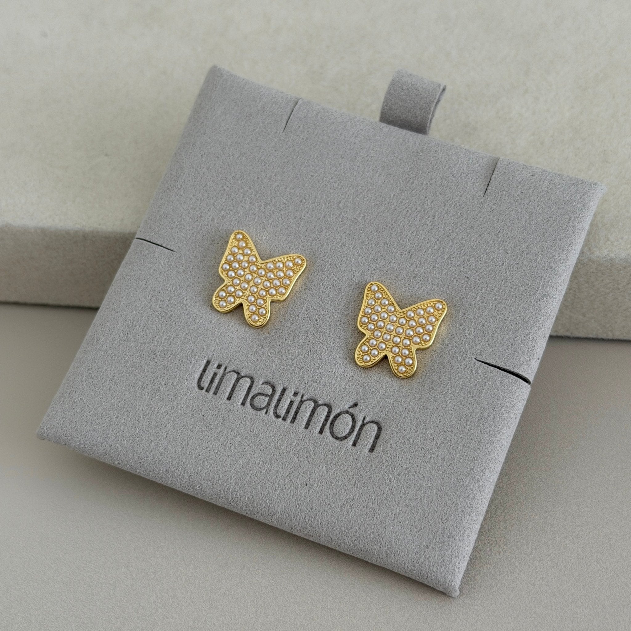 Mini Pavé Butterfly Stud Earrings - Earring | LimaLimón Store - 2