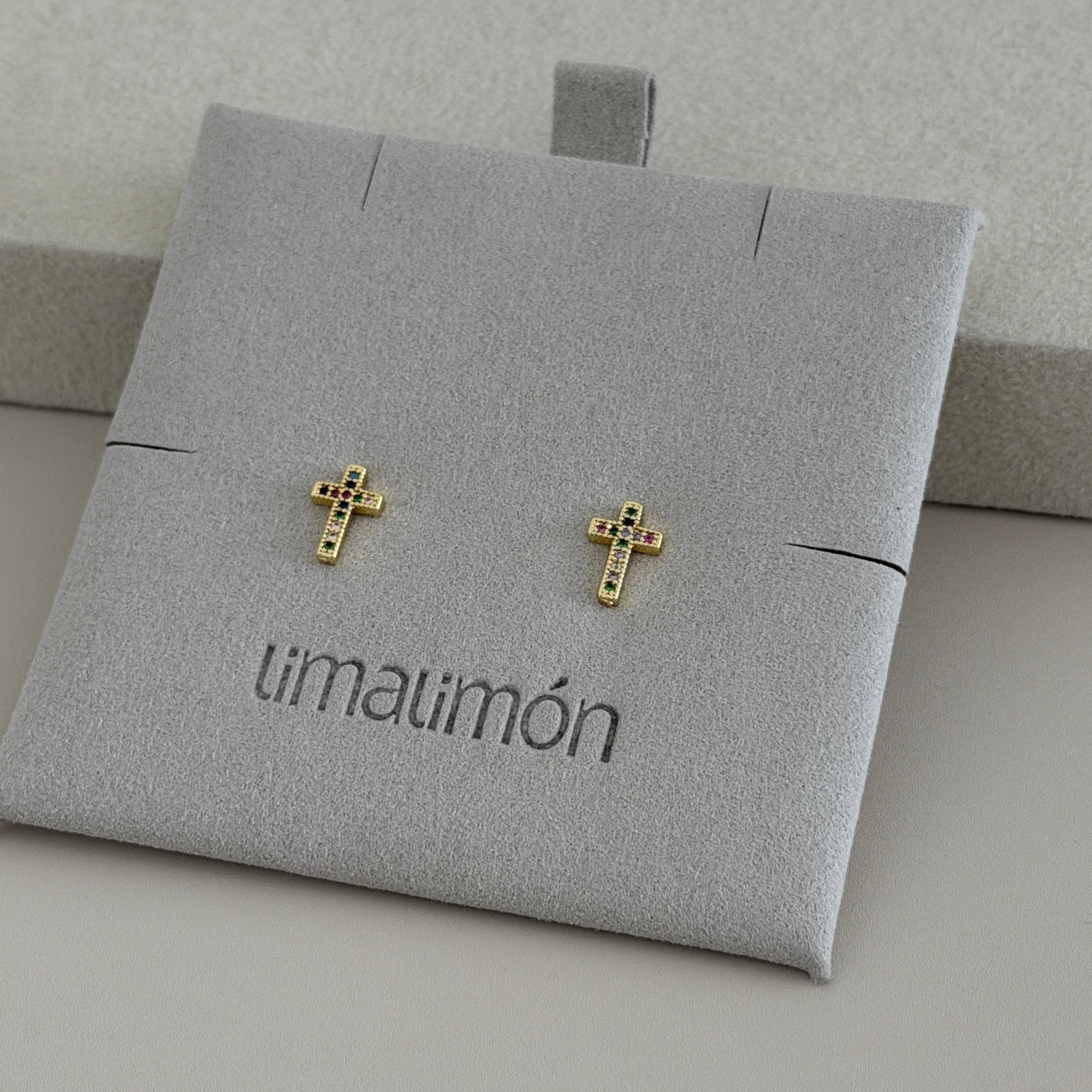 Mini Rainbow Cross Stud Earrings - Earring | LimaLimón Store - 2