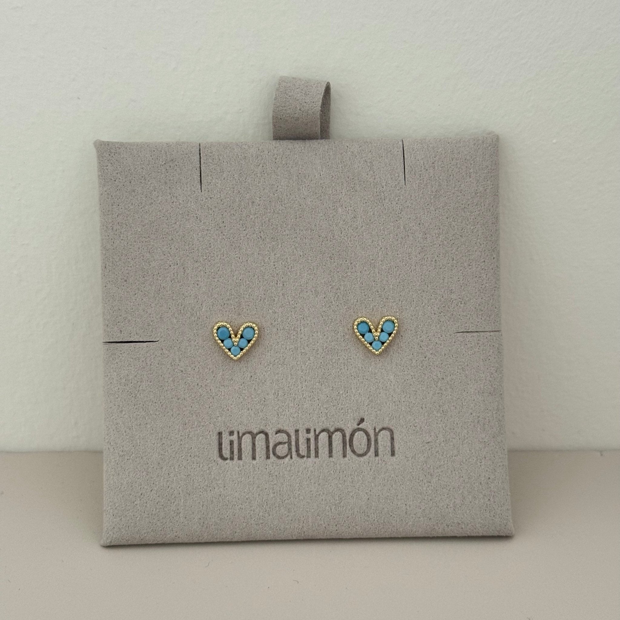 Mini Turquoise Heart Studs - Earring | LimaLimón Store - 3
