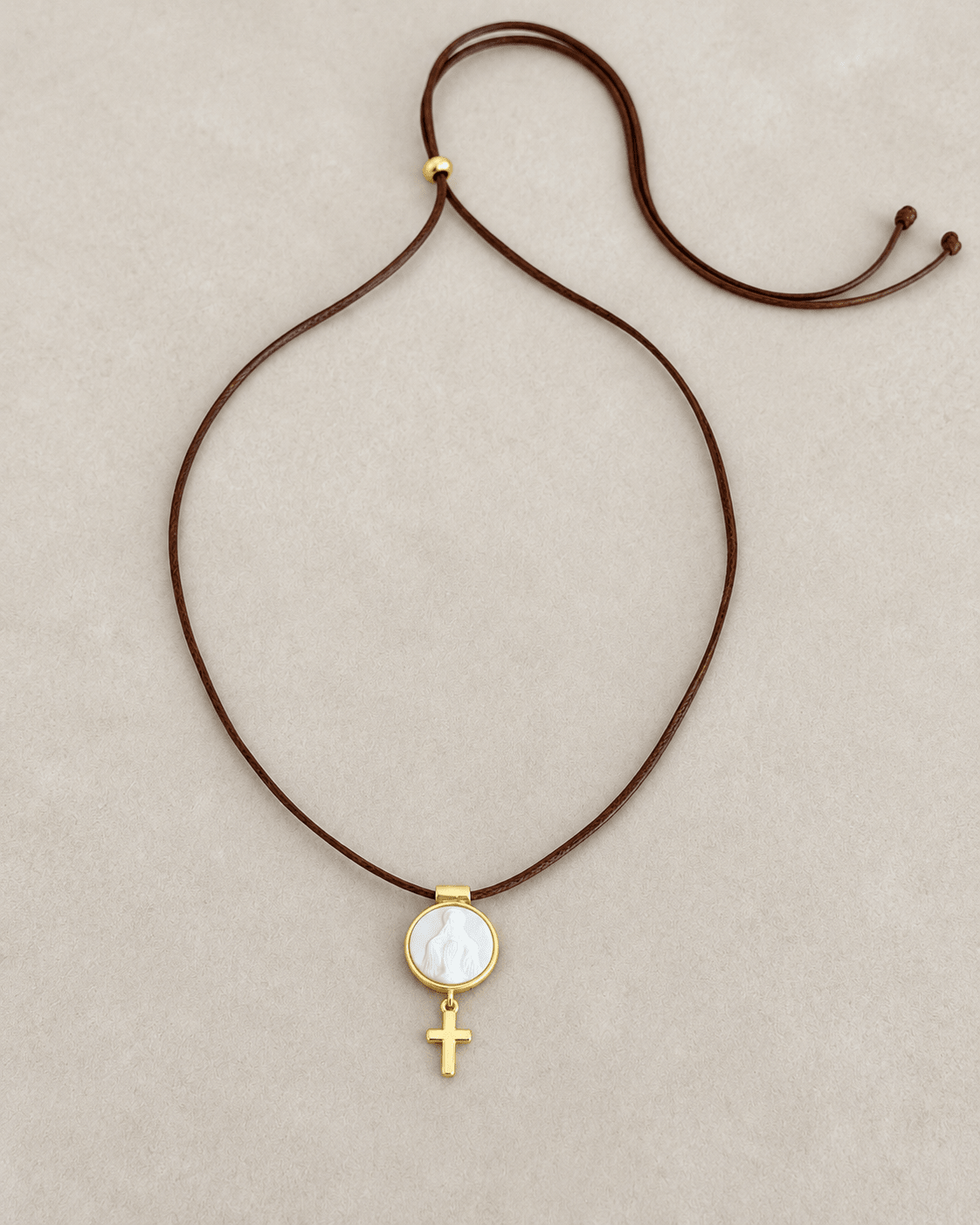 Miraculous Medal & Cross Cord Necklace - Necklaces | LimaLimón Store - 1