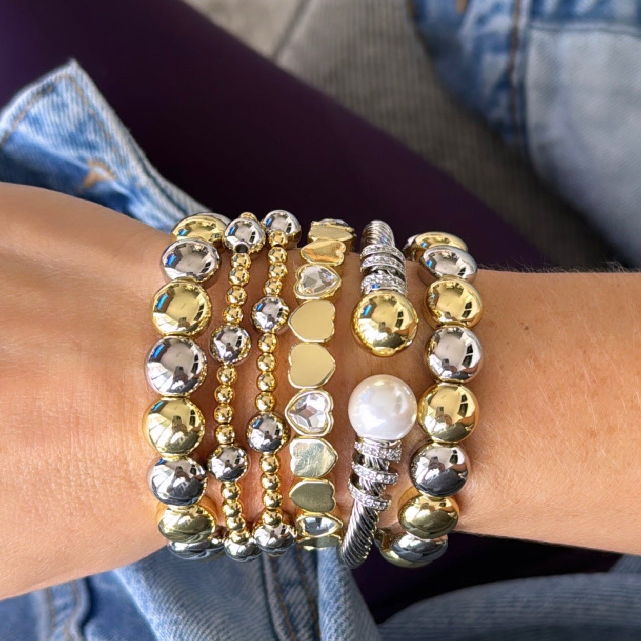 Mixed Metal Dome Bracelet - Bracelet | LimaLimón Store - 4