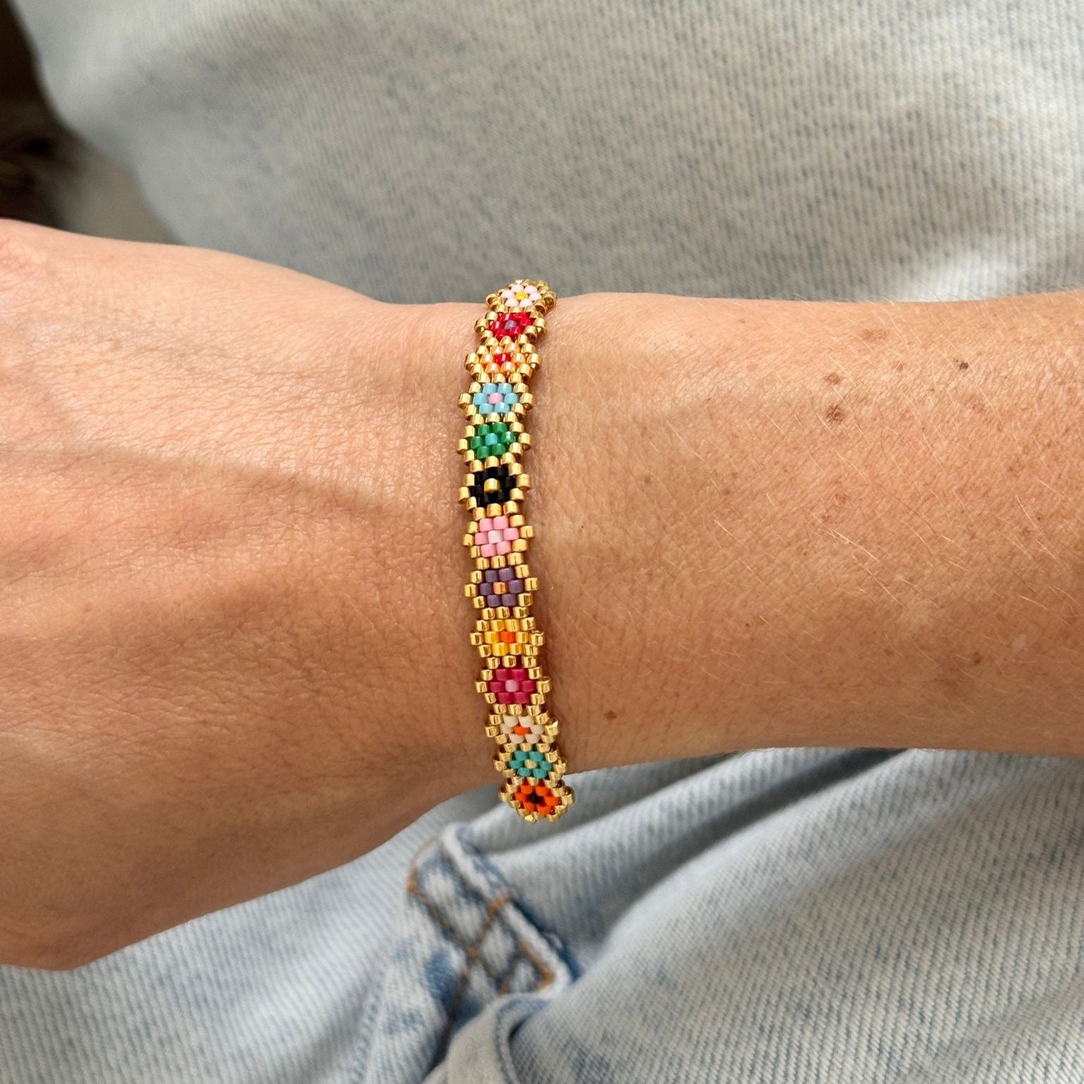Miyuki Rainbow Flower Bracelet - Bracelets | LimaLimón Store - 3