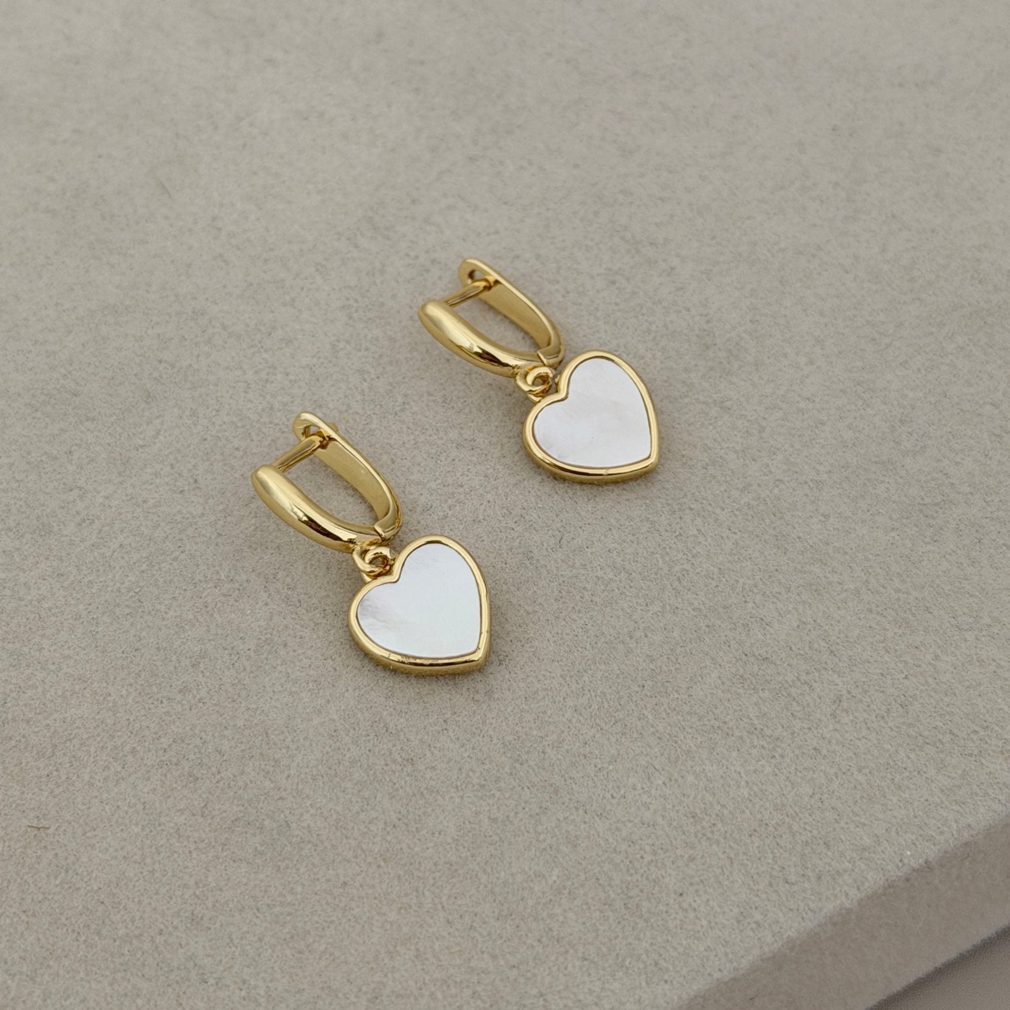 Mother of Pearl Heart Drop Earrings - Earring | LimaLimón Store - 1