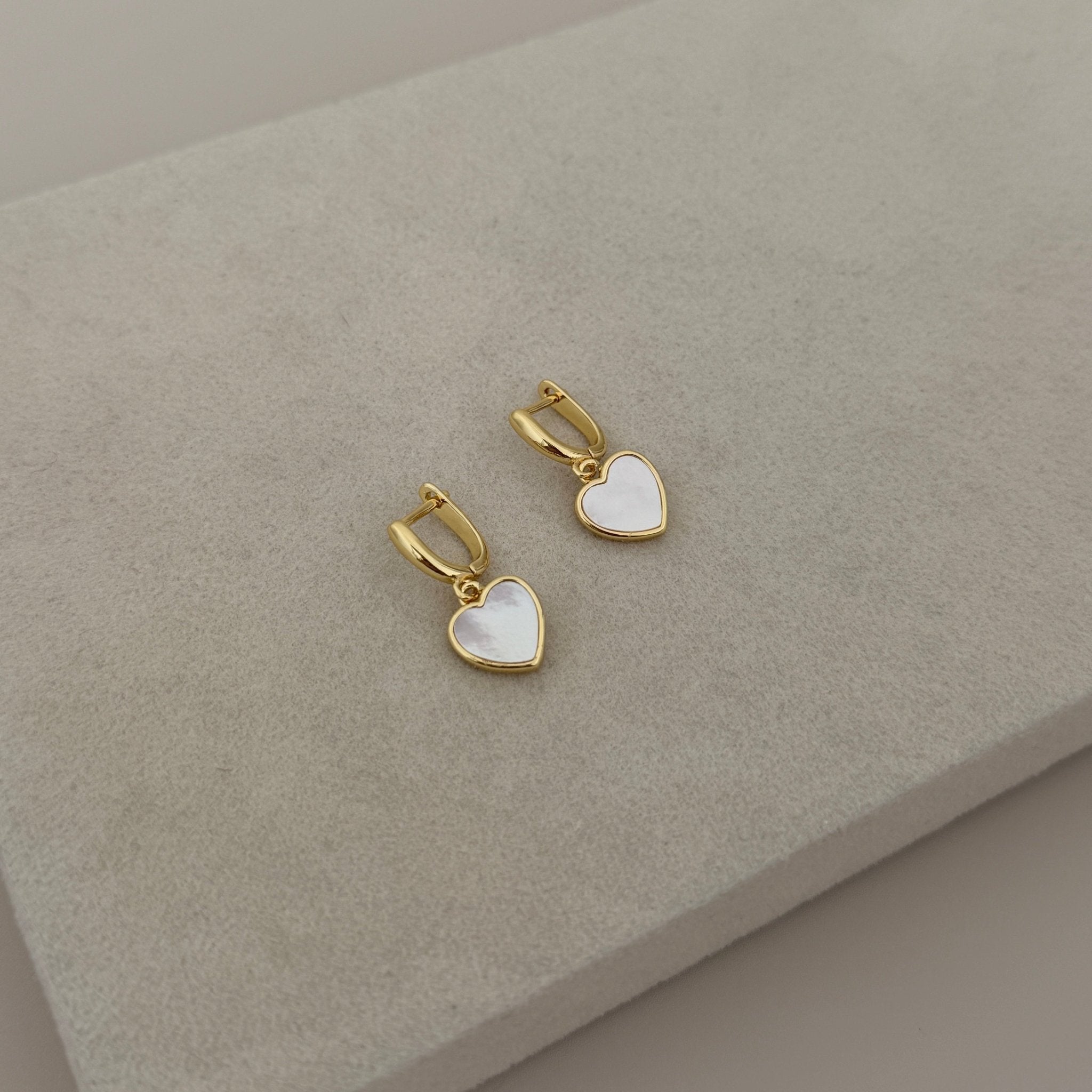 Mother of Pearl Heart Drop Earrings - Earring | LimaLimón Store - 4