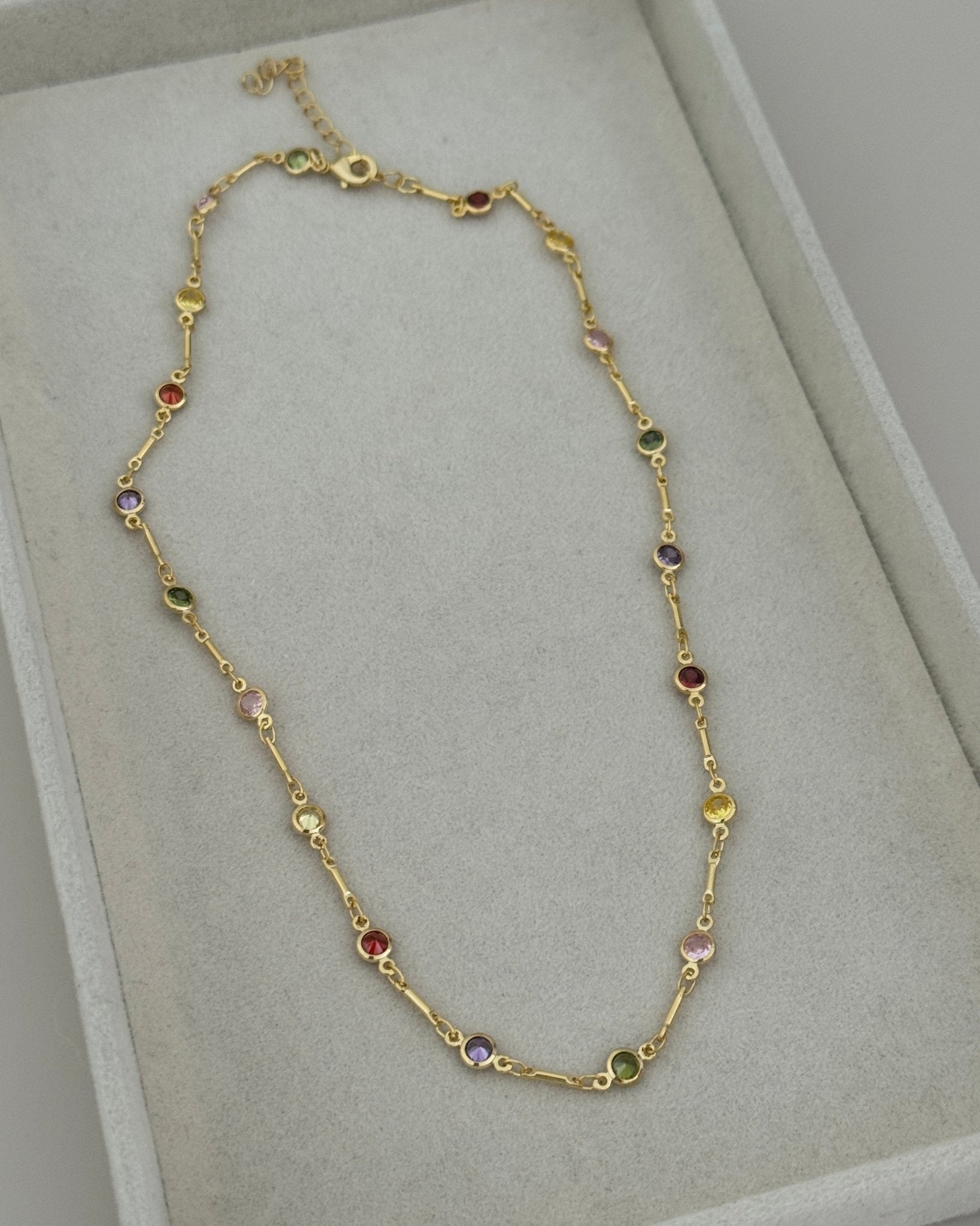 Multicolor Gemstone Chain Necklace - Necklace | LimaLimón Store - 4