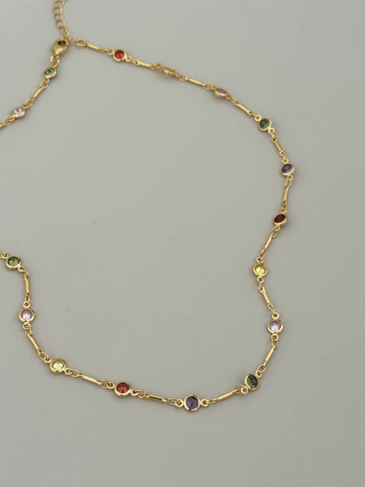 Multicolor Gemstone Chain Necklace - Necklace | LimaLimón Store - 3