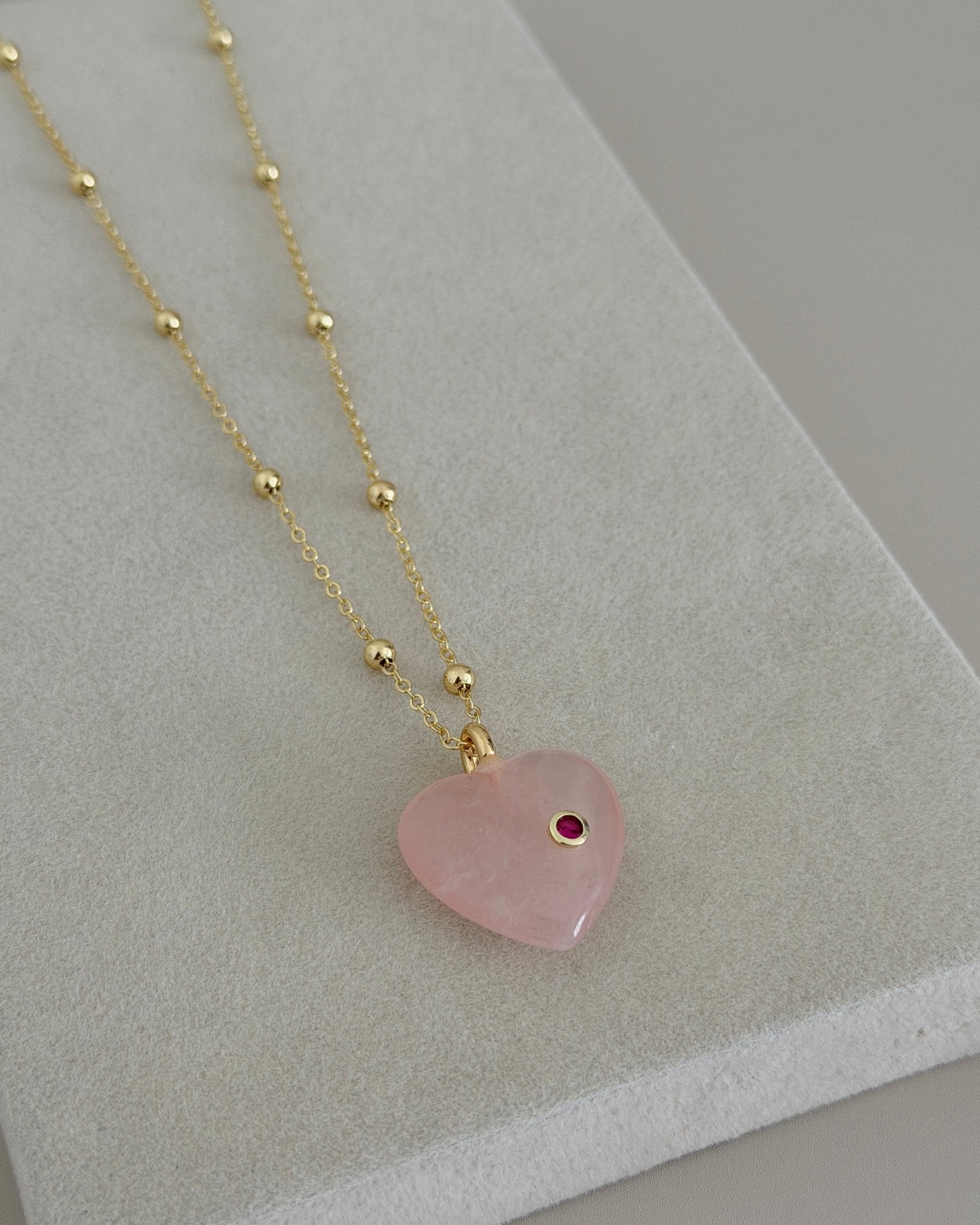Natural Stone Heart Necklace - Necklace | LimaLimón Store - 4
