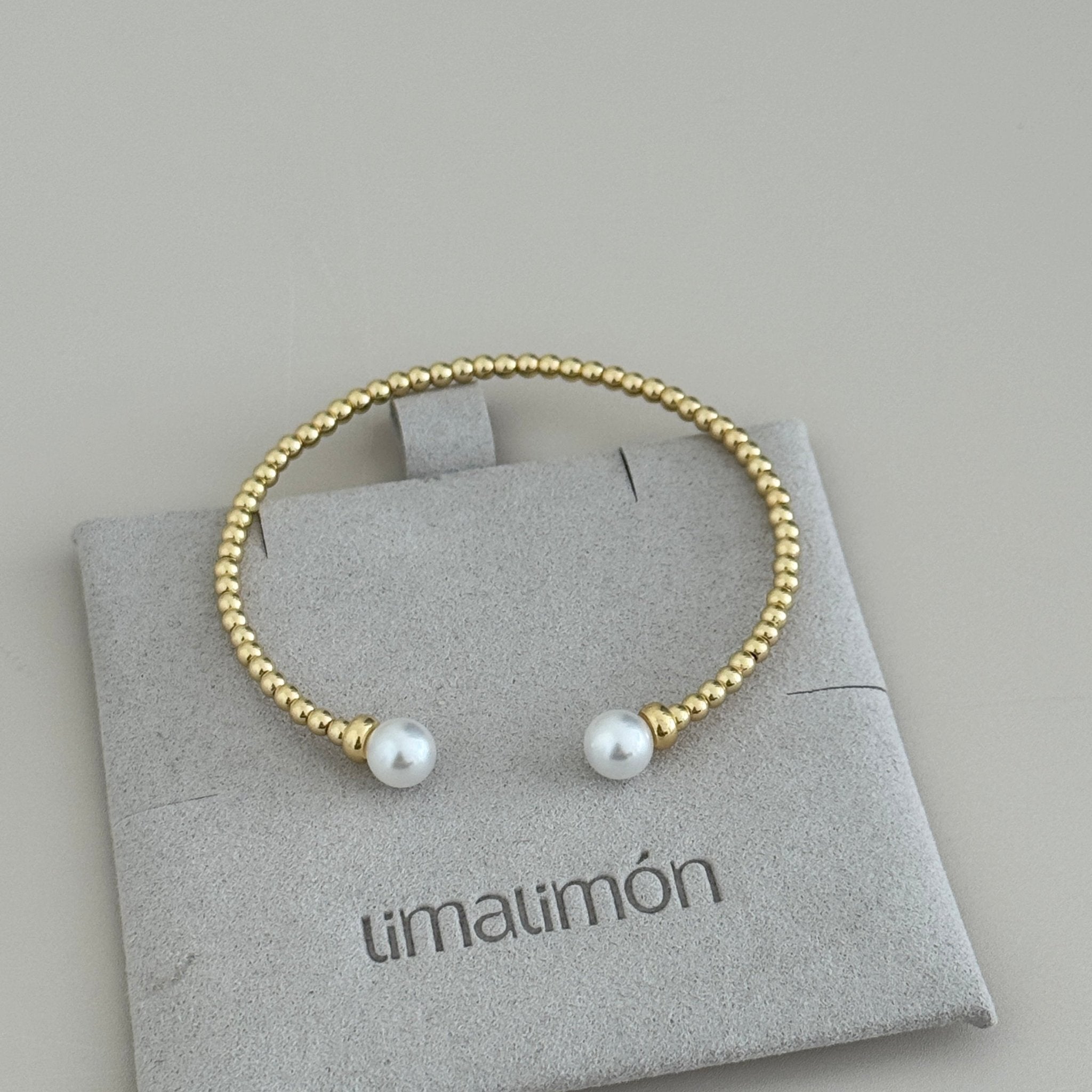 Open Beaded Bangle with Pearls - Bracelets | LimaLimón Store - 2