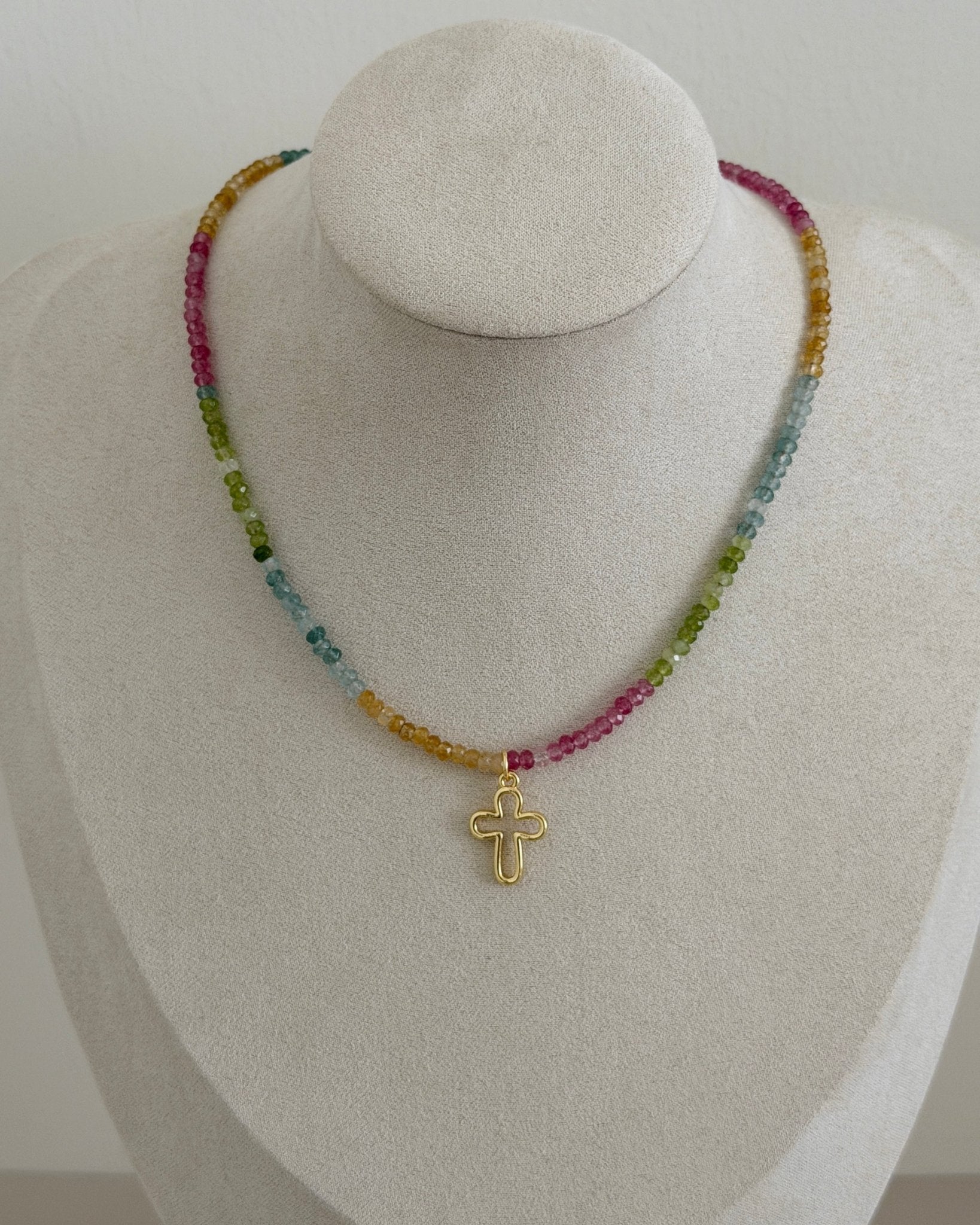 Pastel Cross Beaded Necklace - Necklaces | LimaLimón Store - 2