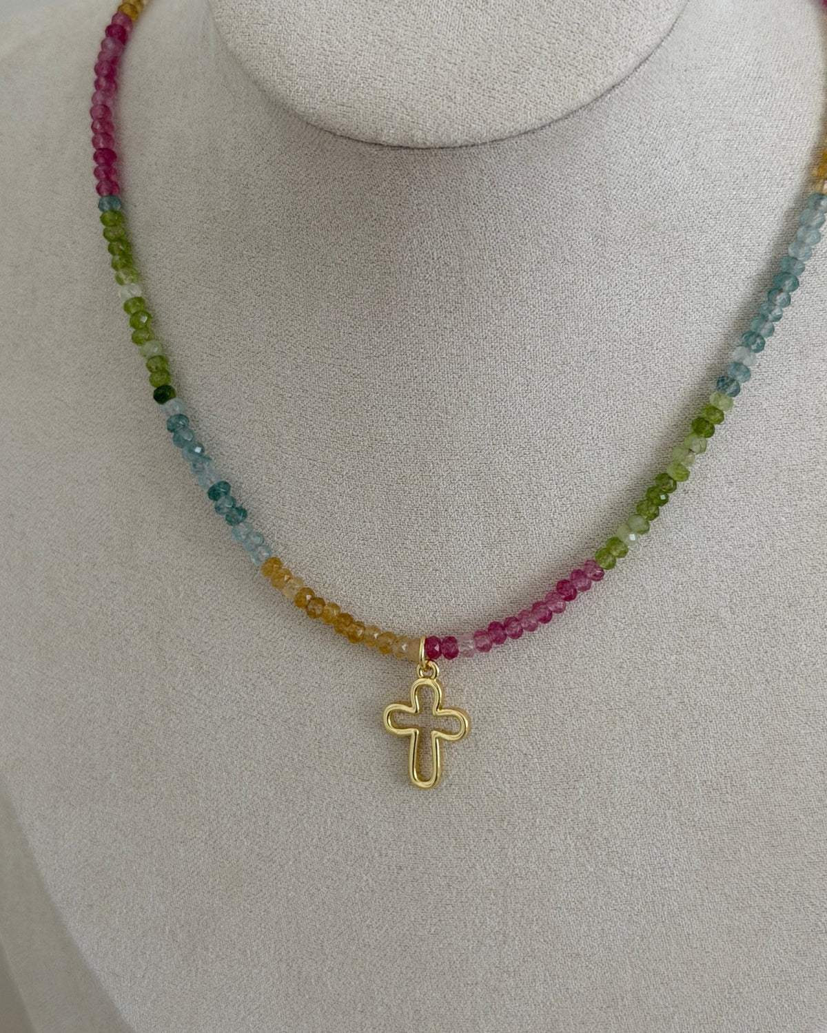Pastel Cross Beaded Necklace - Necklaces | LimaLimón Store - 3