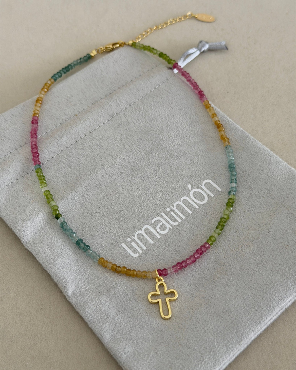 Pastel Cross Beaded Necklace - Necklaces | LimaLimón Store - 4