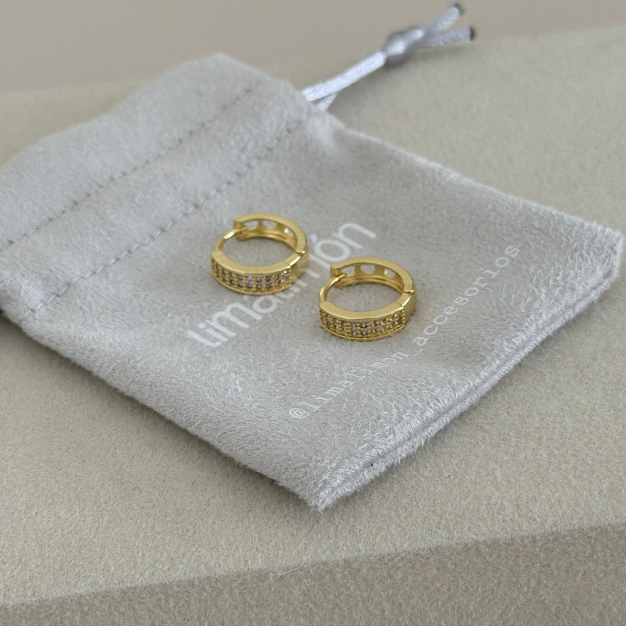 Pavé Gold Huggie Earrings - Earring | LimaLimón Store - 2