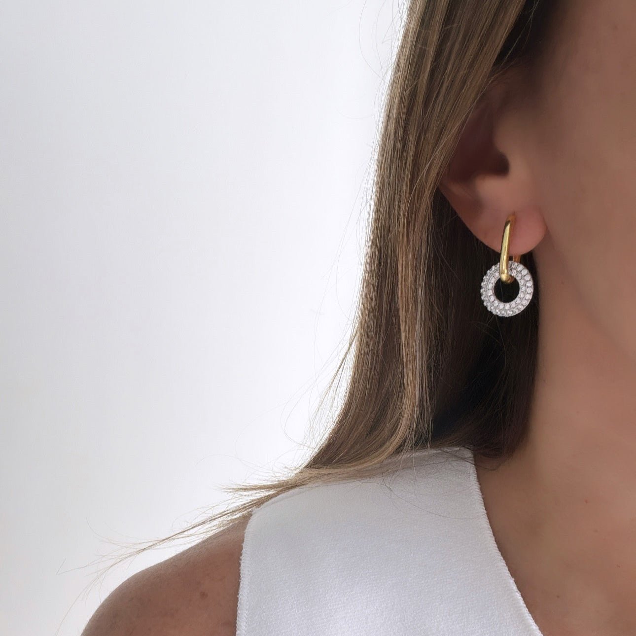 Pavé Link Hoop Earrings - Earring | LimaLimón Store - 5
