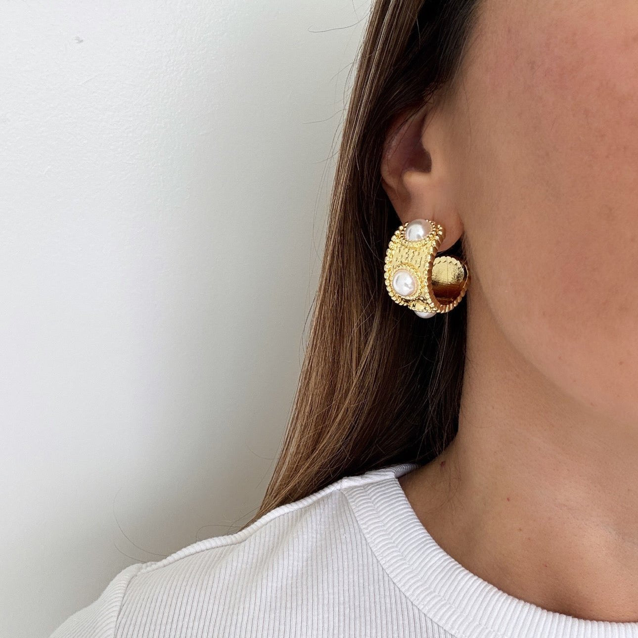 Pearl Beaded Hoop Earrings - Earring | LimaLimón Store - 2
