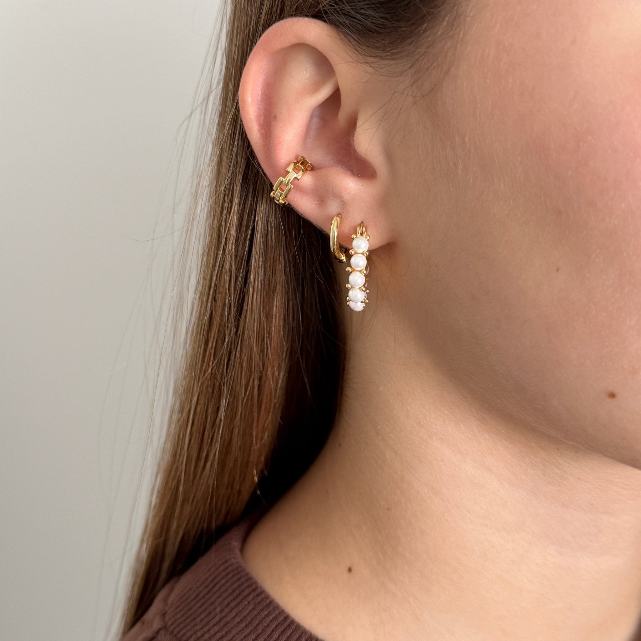 Pearl Halo Hoop Earrings - Earring | LimaLimón Store - 3