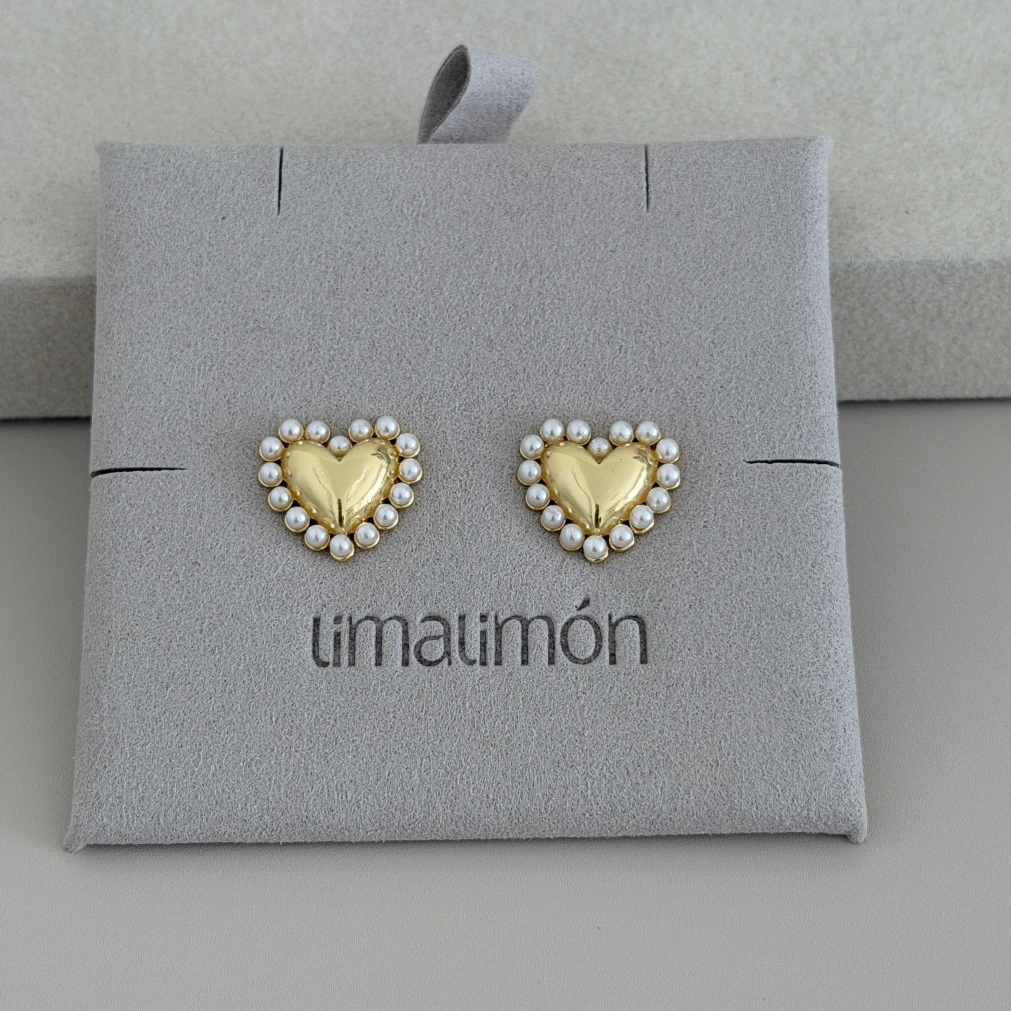 Pearl Heart Studs - Earring | LimaLimón Store - 3