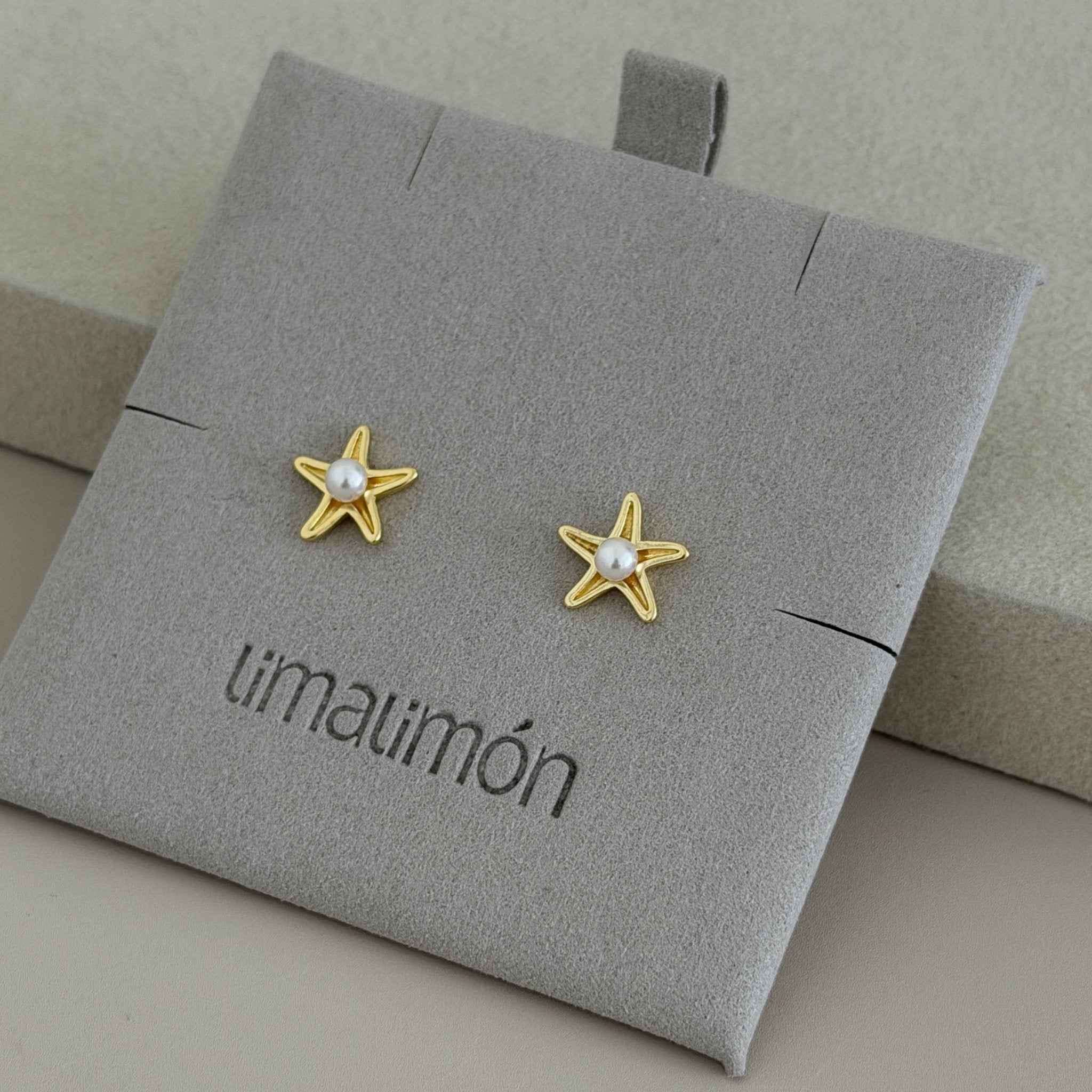 Pearl Starfish Gold Stud Earrings - Earring | LimaLimón Store - 2
