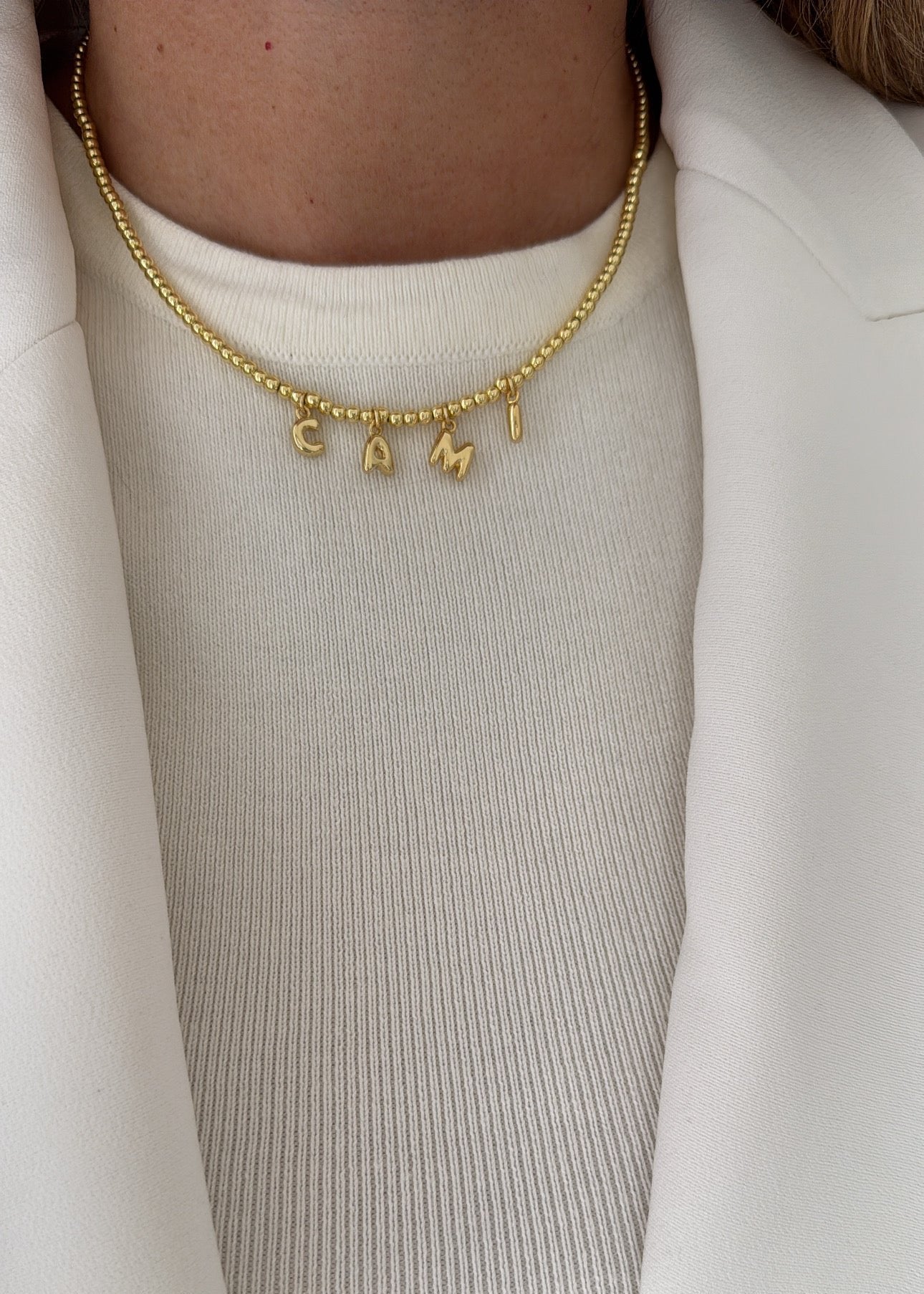 Personalized Bead Gold Necklace - Collares | LimaLimón Store - 4