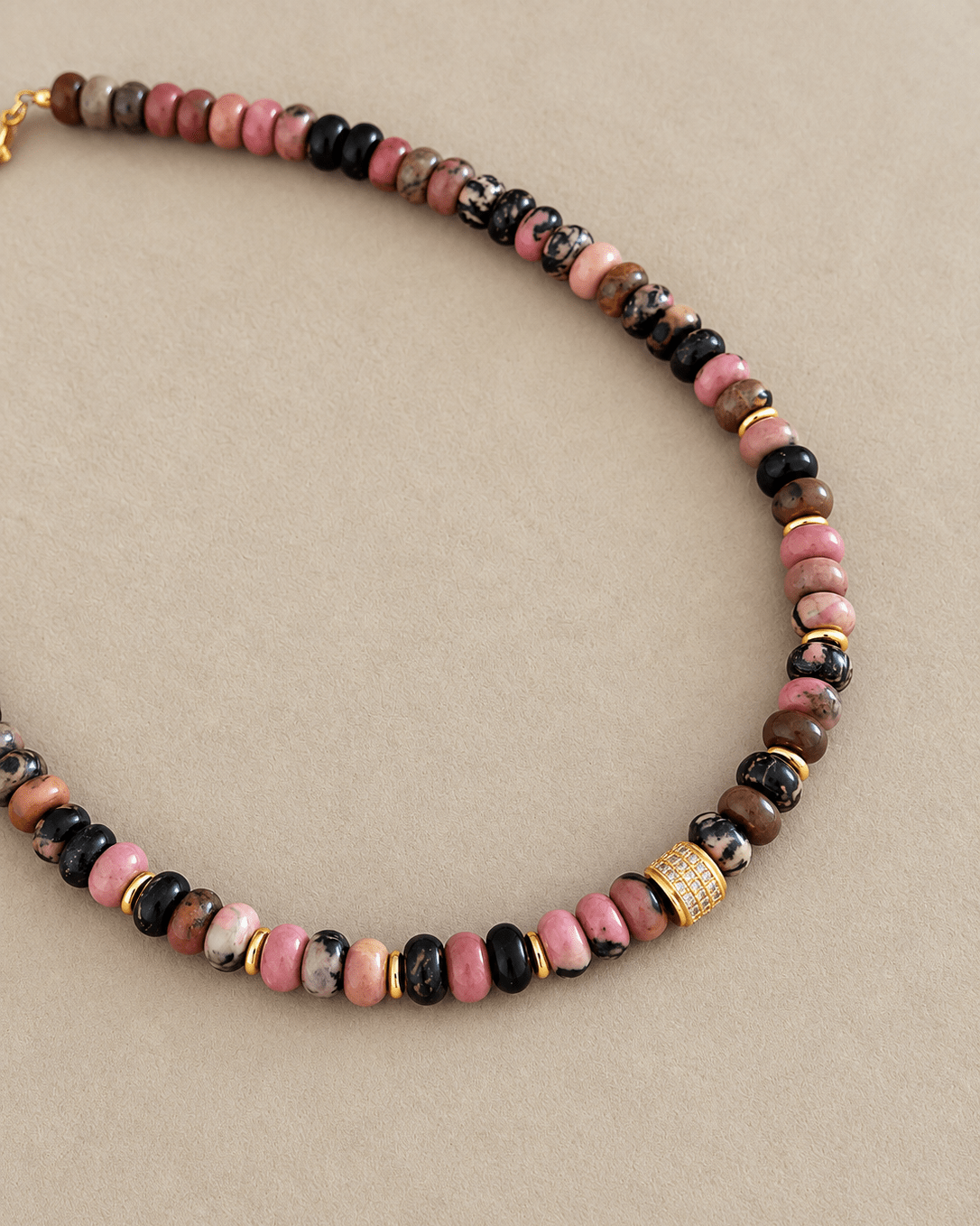 Pink Rhodonite Natural Stone Choke - Necklaces | LimaLimón Store - 5