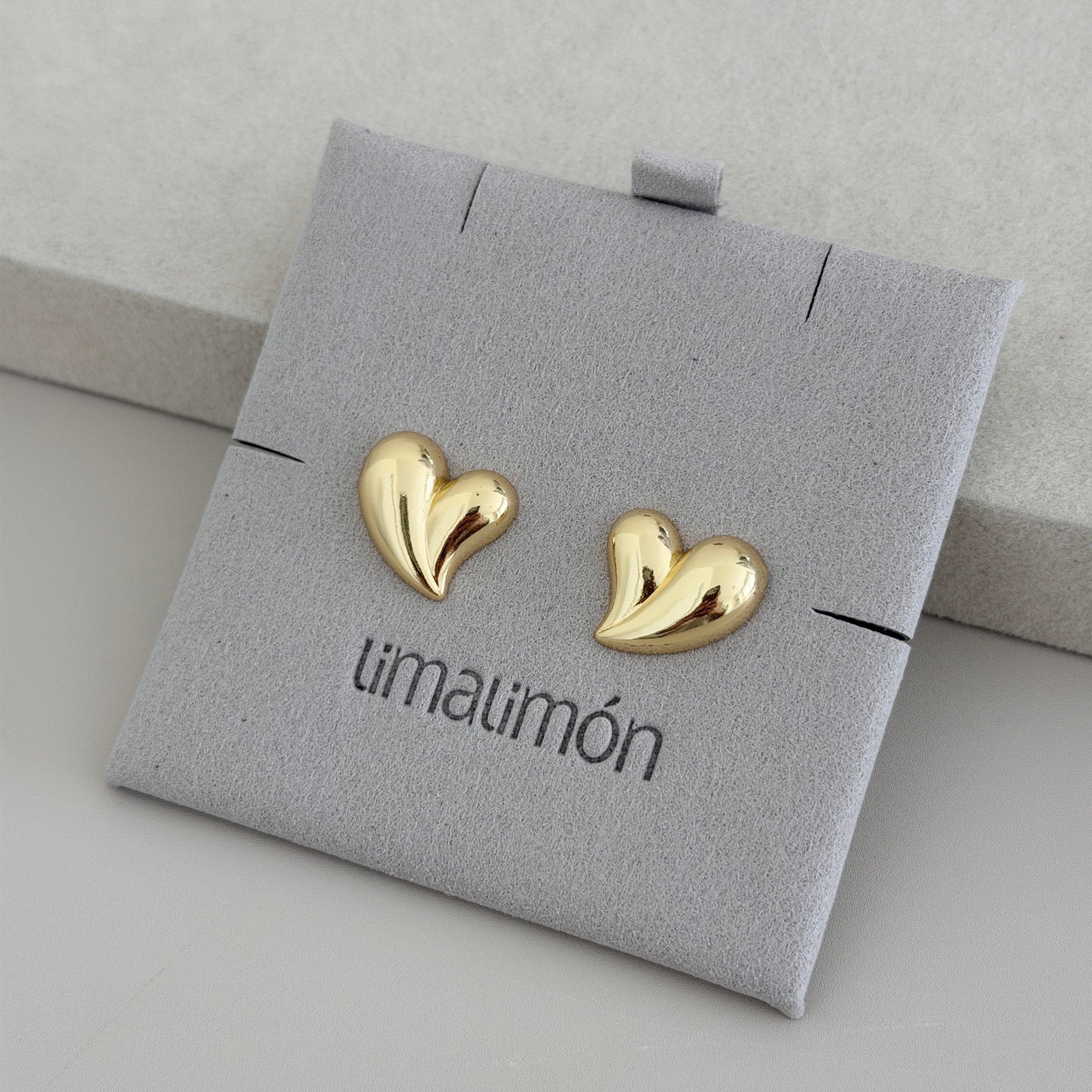 Puffed Heart Stud Earrings - Earring | LimaLimón Store - 2