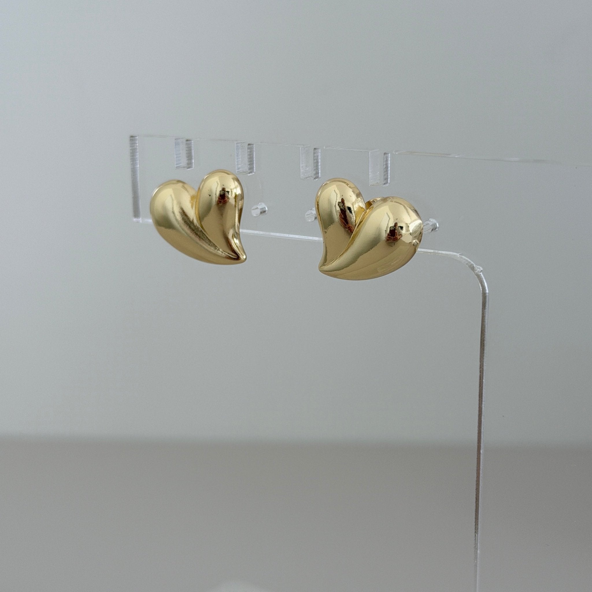 Puffed Heart Stud Earrings - Earring | LimaLimón Store - 4