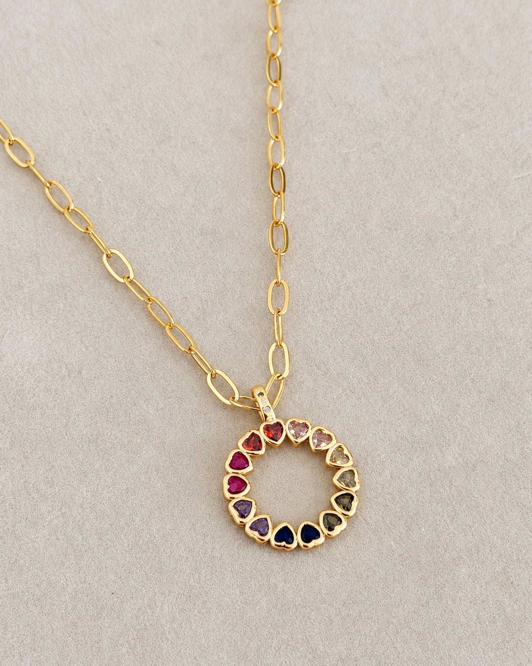 Rainbow Heart Circle Necklace - Necklaces | LimaLimón Store - 1