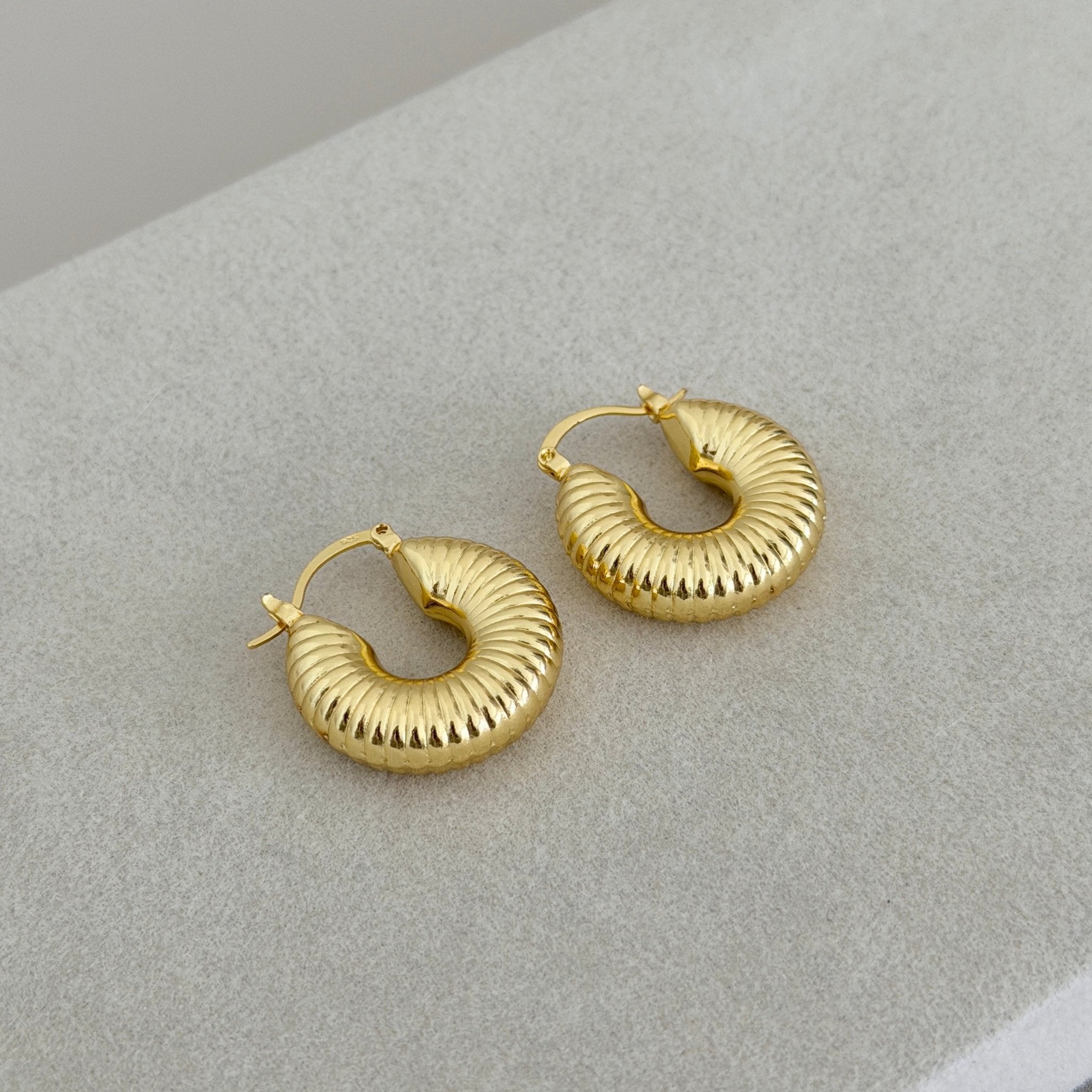 Ribbed Hoop Earrings - Earring | LimaLimón Store - 1