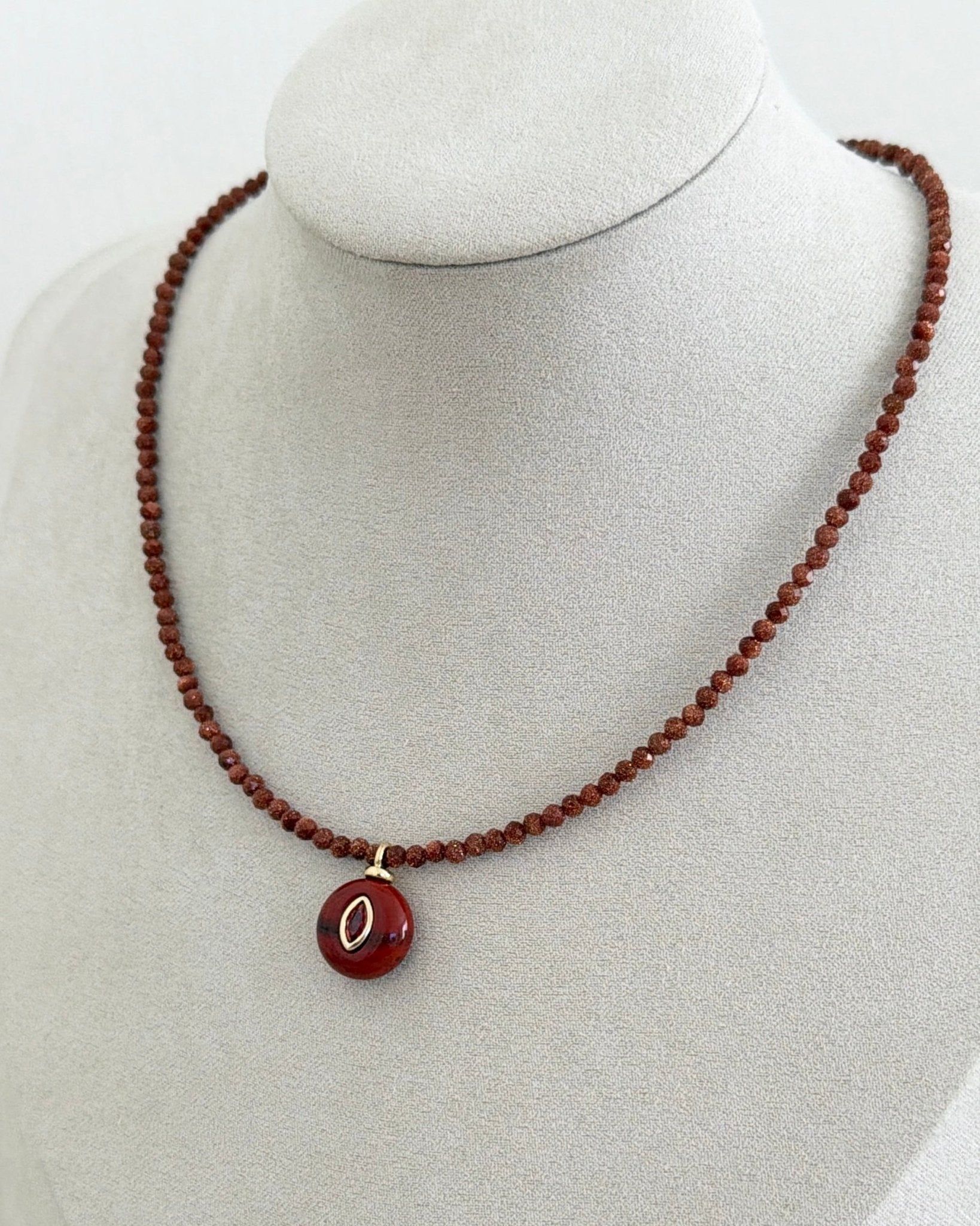 Ruby Evil Eye Beaded Necklace - Necklaces | LimaLimón Store - 4
