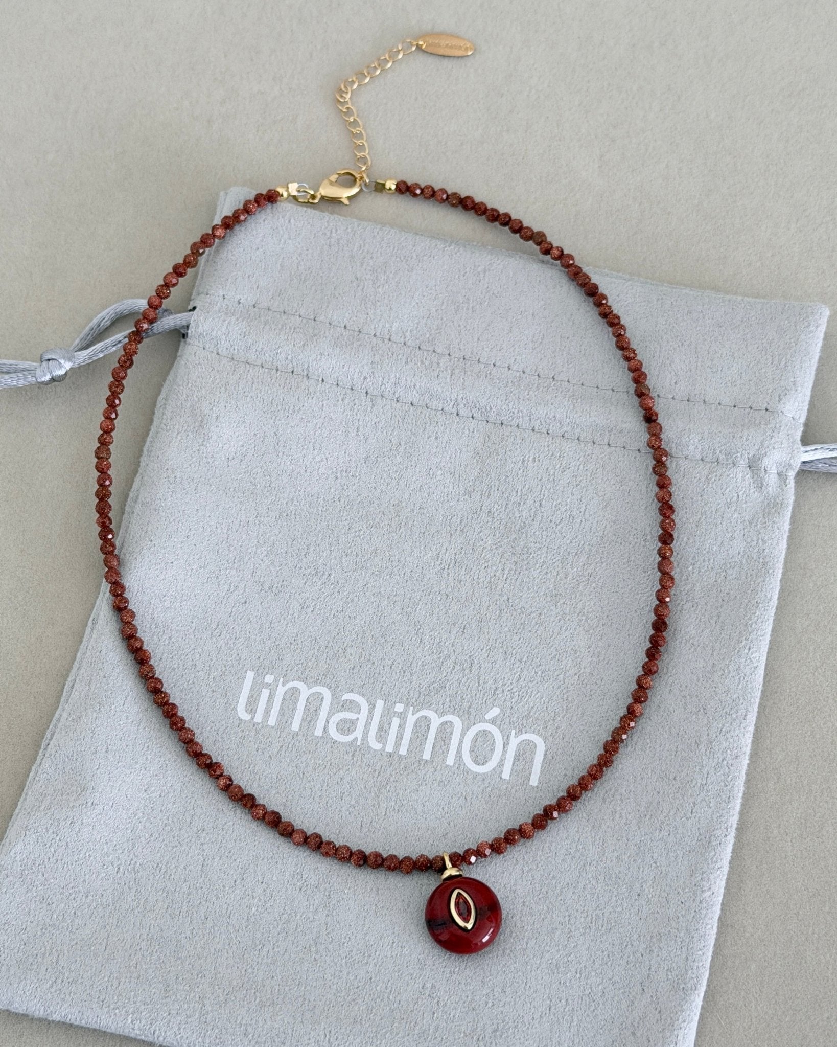 Ruby Evil Eye Beaded Necklace - Necklaces | LimaLimón Store - 5