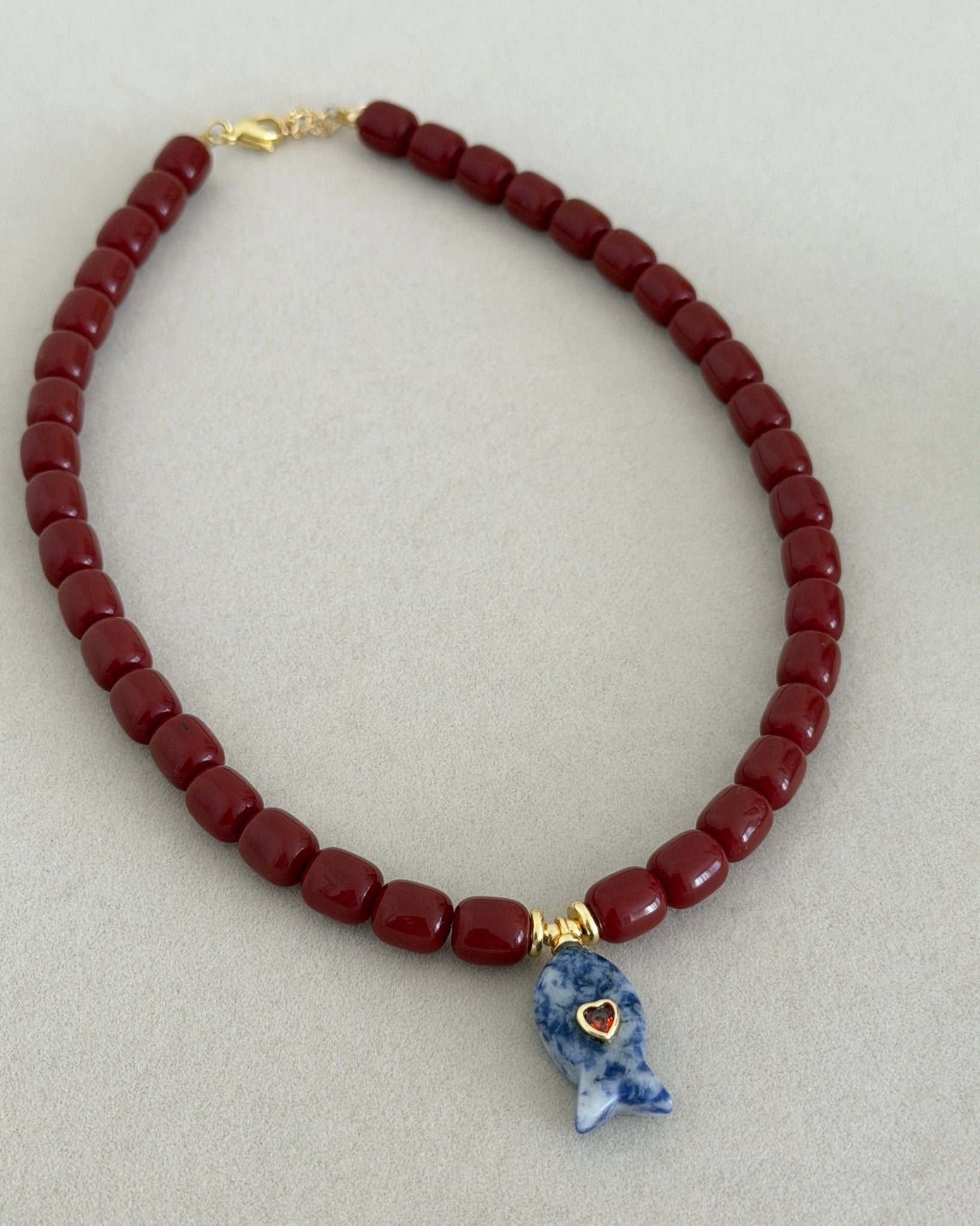 Ruby Fish Charm Choker - Necklaces | LimaLimón Store - 1