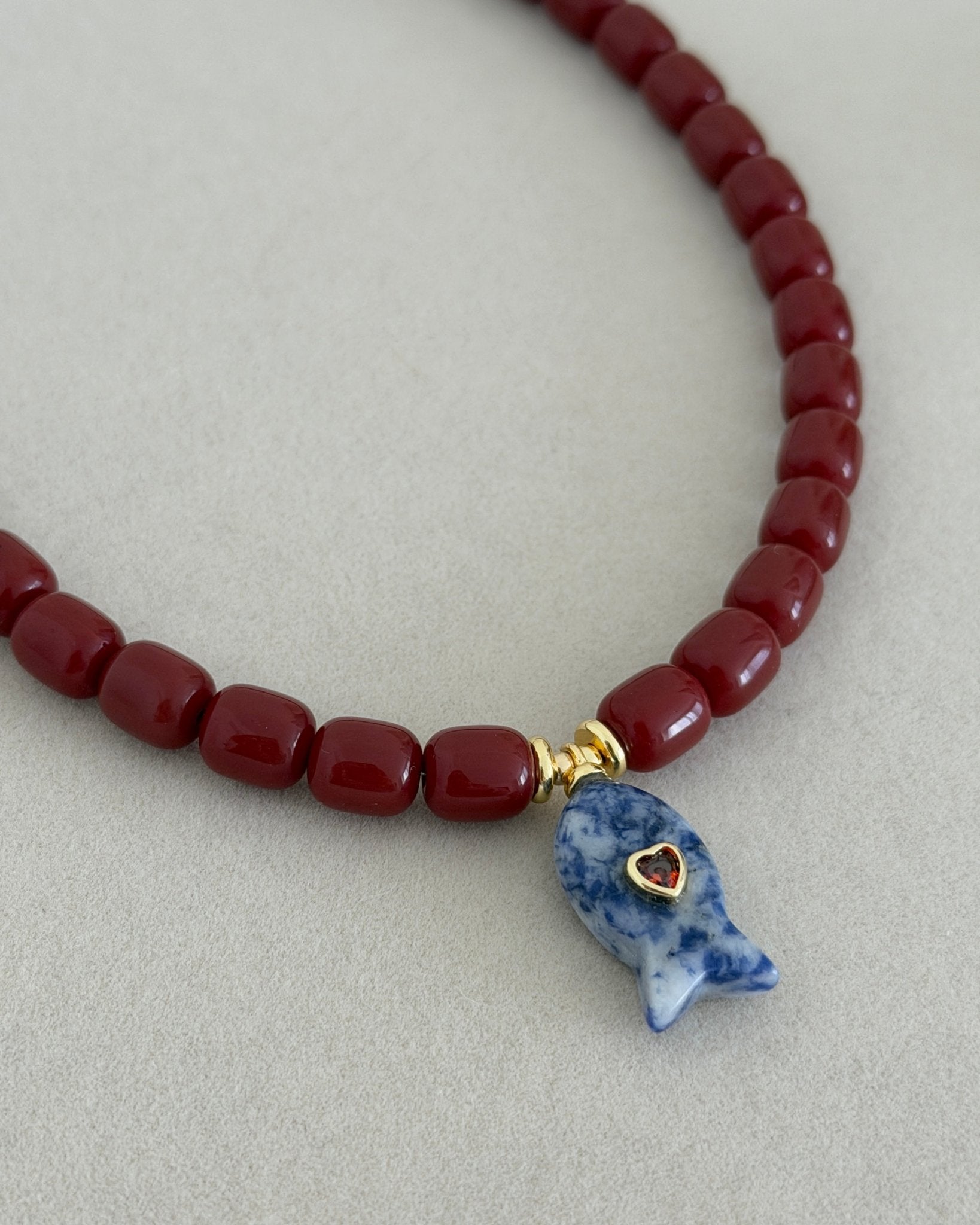 Ruby Fish Charm Choker - Necklaces | LimaLimón Store - 2