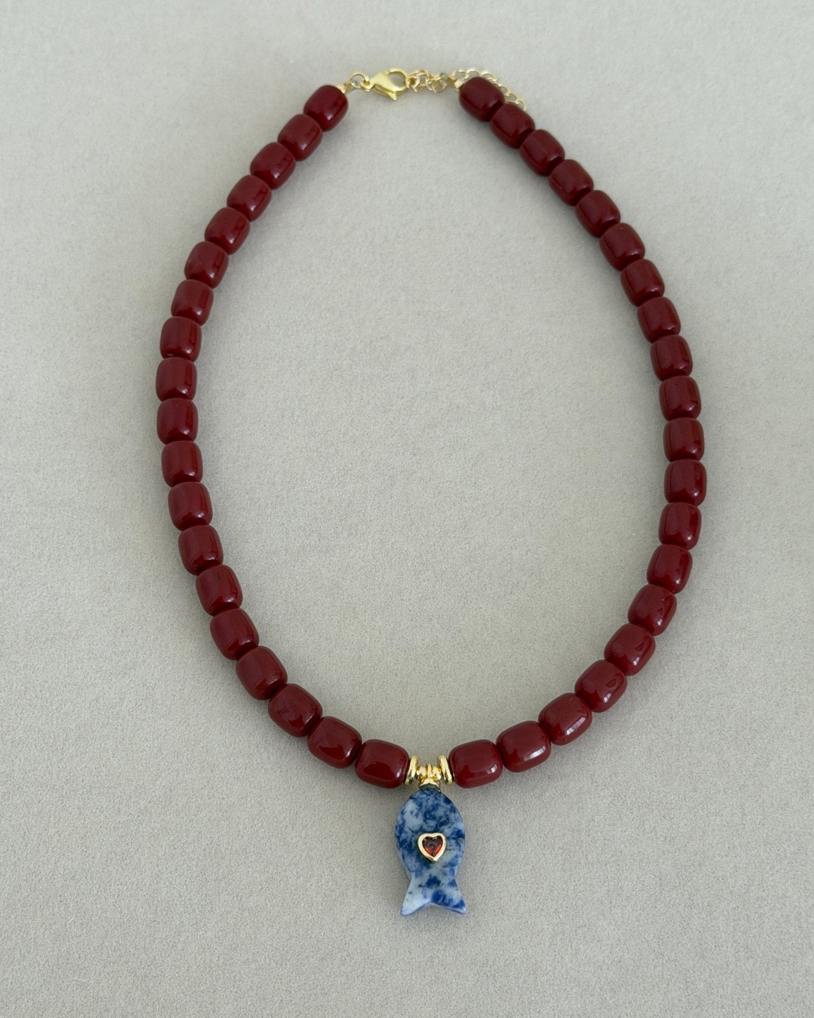 Ruby Fish Charm Choker - Necklaces | LimaLimón Store - 5